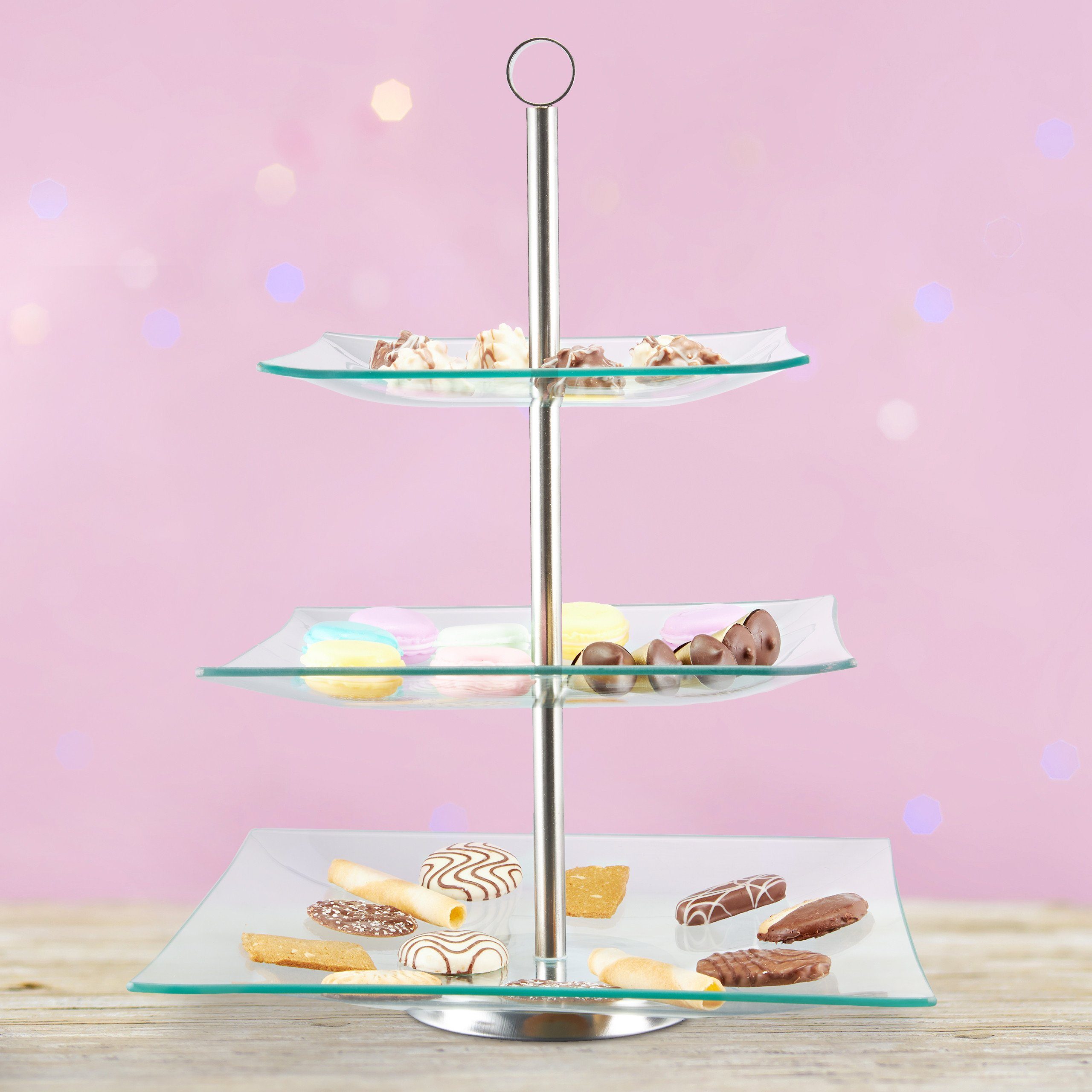 relaxdays Etagere 3 Etage, Glas