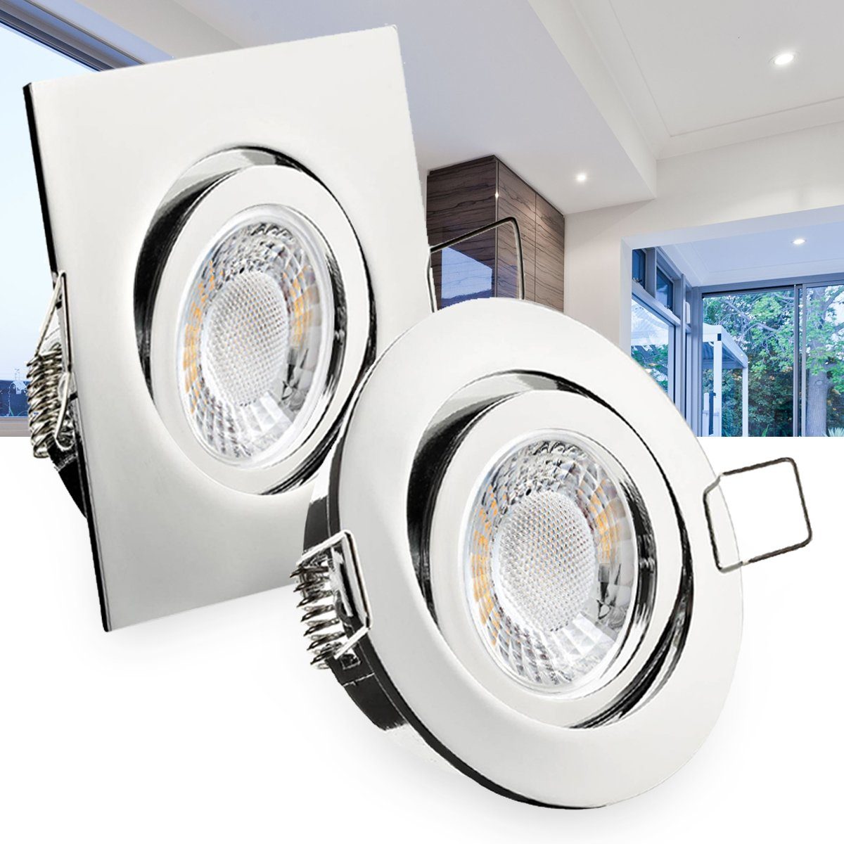 LED Einbaustrahler GU10 230V Einbauspot Einbaurahmen Einbauleuchten Leuchtmittel 