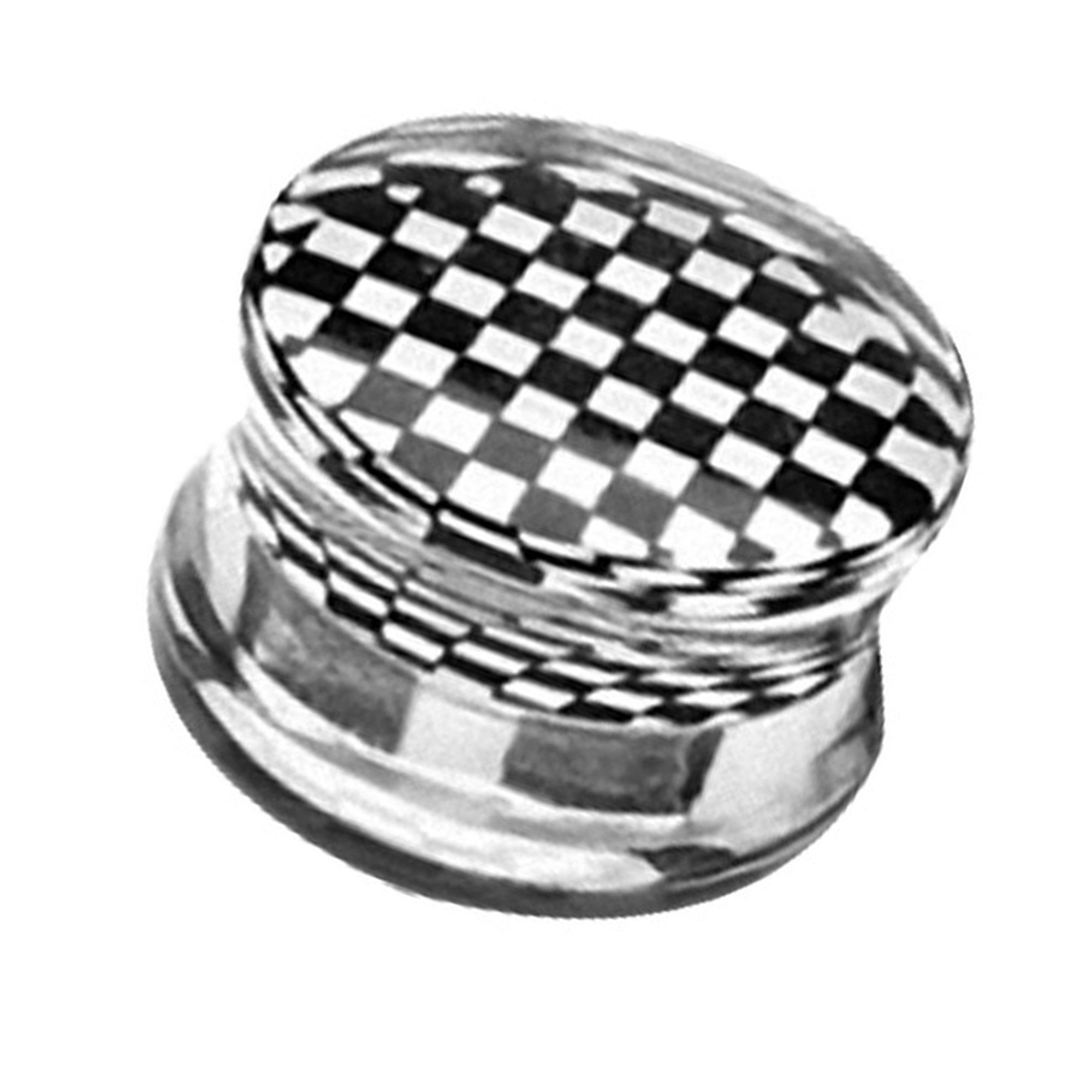 Taffstyle Plug Ohrpiercing Saddle Double Flared Karo Inlay, Piercing Körperschmuck Schmuck