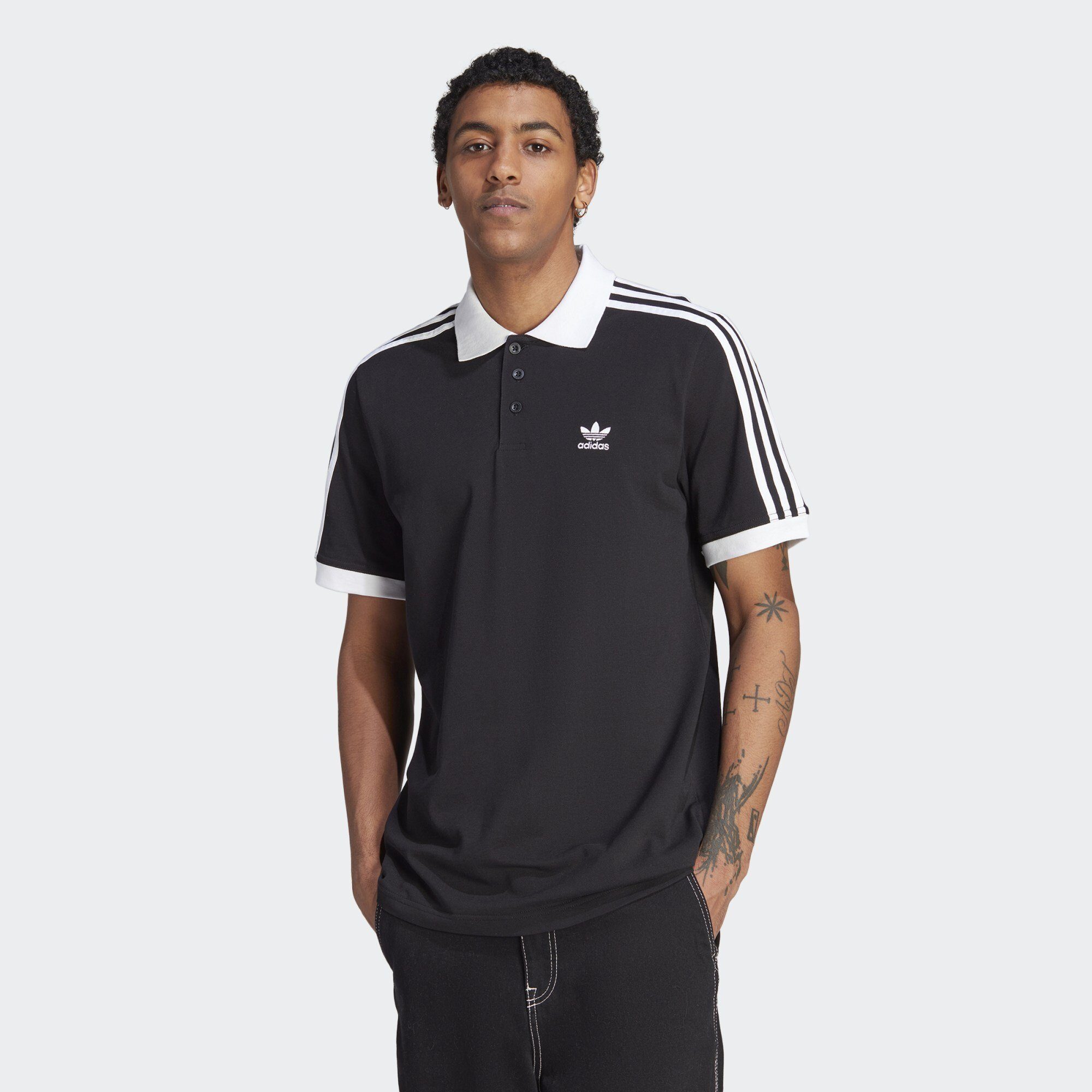 adidas Originals T-Shirt ADICOLOR CLASSICS 3-STREIFEN POLOSHIRT Black | T-Shirts