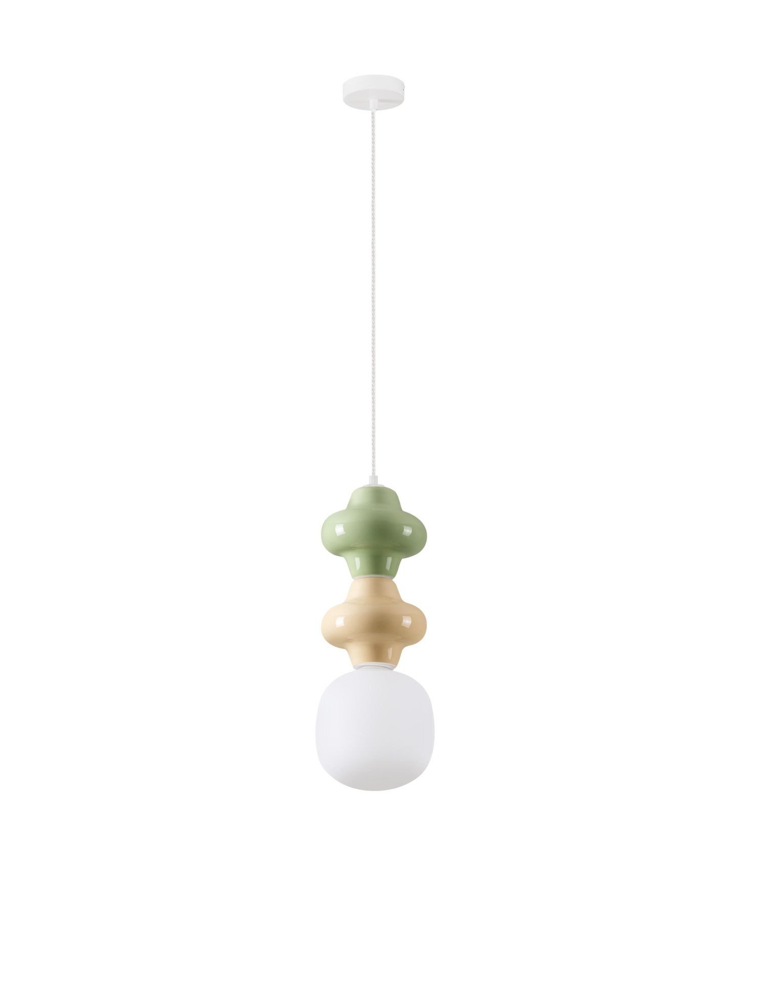 Licht-Erlebnisse Pendelleuchte GAINES, ohne Leuchtmittel, Hängeleuchte Weiß Grün Gelb E14 höhenverstellbar 18 cm breit