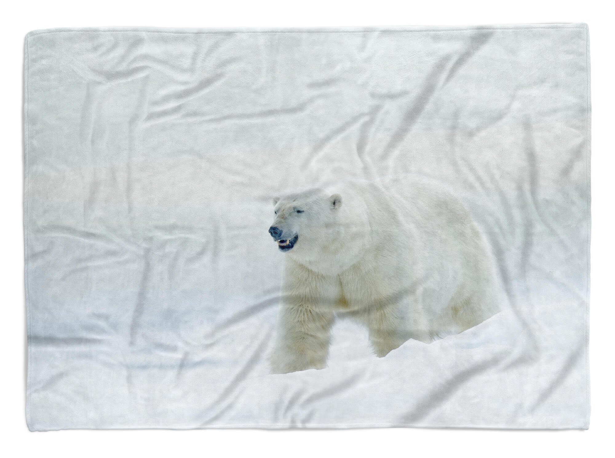 Sinus Art Handtücher Handtuch Strandhandtuch Saunatuch Kuscheldecke mit Tiermotiv Eisbär Nordpol Sch, Baumwolle-Polyester-Mix (1-St), Handtuch