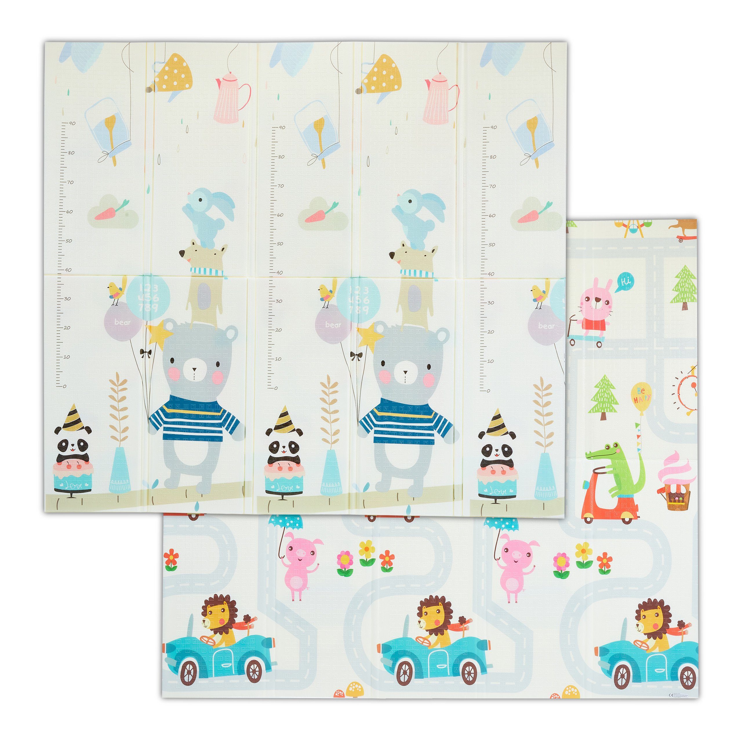relaxdays Spielmatte Faltbare Spielmatte mit Tieren