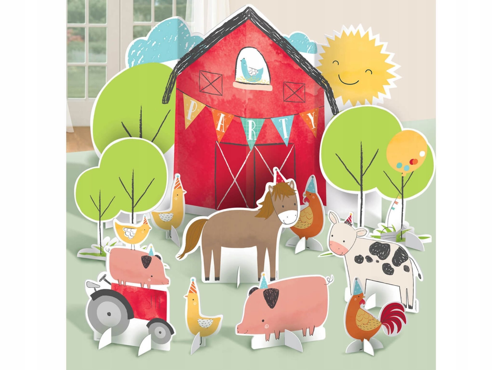 partydeco Papierdekoration Tischdekoration Bauernhof Tiere 11-teilig