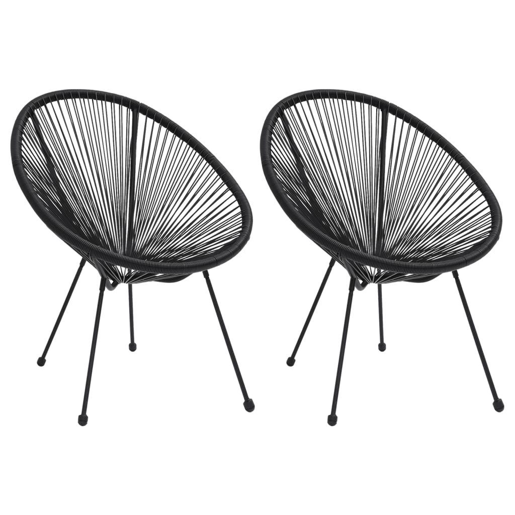 Gartenstuhl Moon-Gartenstühle 2 Stk. Rattan Schwarz