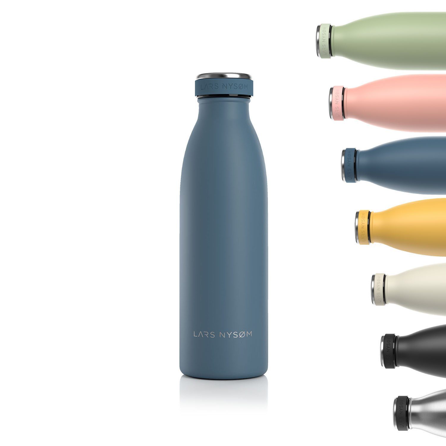 LARS NYSØM Isolierflasche Ren, BPA-Freie Thermosflasche 350ml 500ml 750ml 1l 1,5l Blue Stone | Isolierflaschen