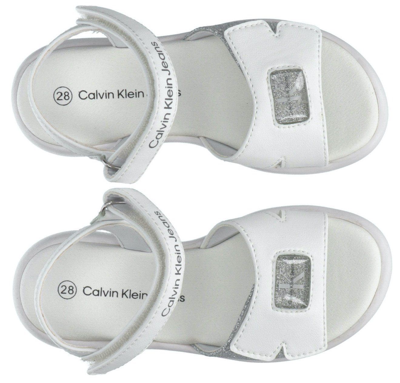 Calvin Klein mit Jeans Sandale Glitter weiß-silberfarben