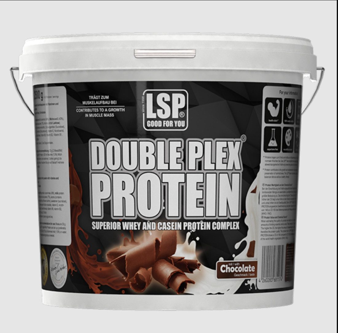 LSP DOUBLE PLEX® (2.500 g), Сыворотка Casein Protein Eiweiß Pulver Shake Pulver, 1 er Nahrungsergänzungsmittel à 1,00 St., 2500 g, 1:1-Mischung aus Сыворотка und Casein (Time-Release-Protein-Formula)