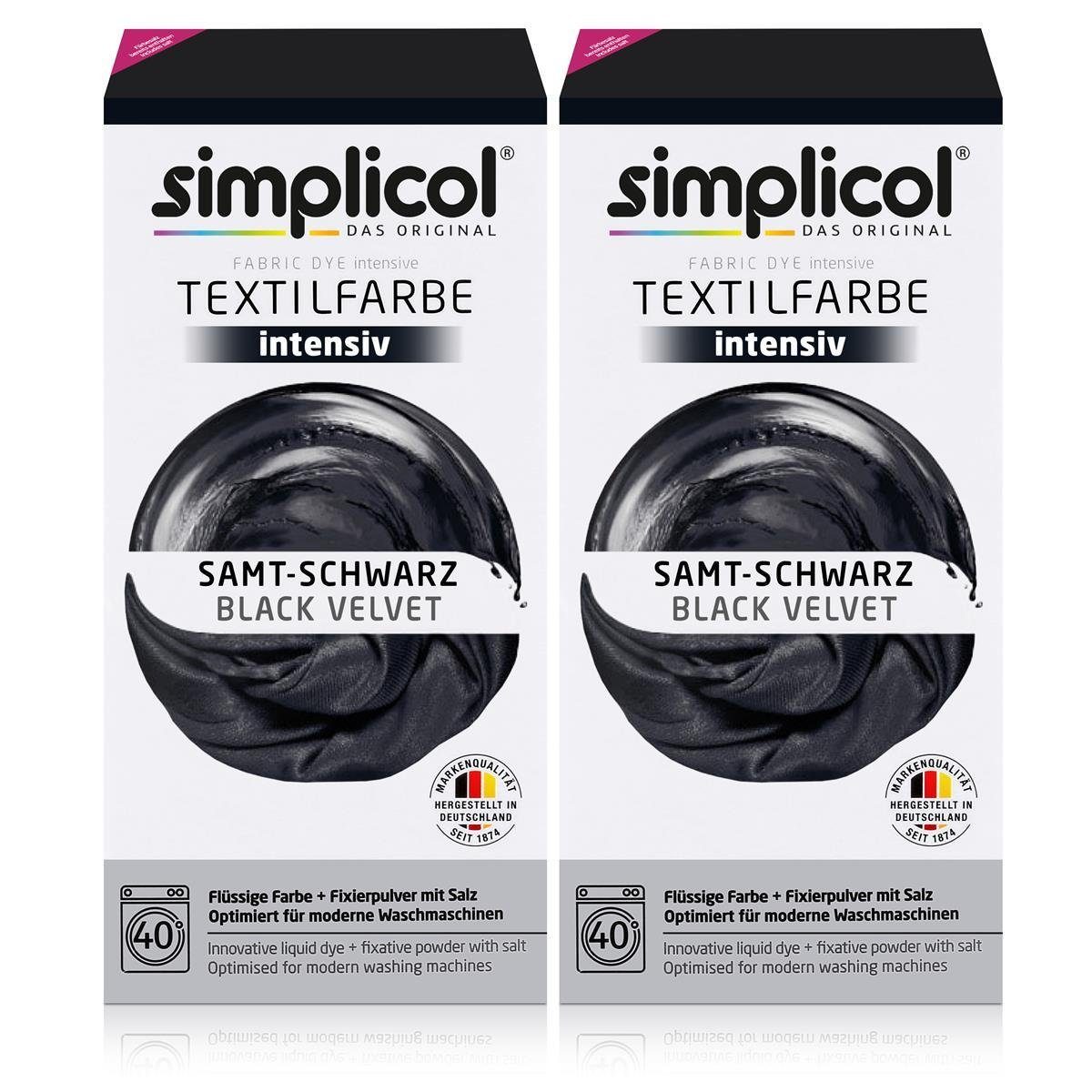 Textilfarbe Simplicol Textilfarbe intensiv Samt-Schwarz - Einfaches Färben (2er Pa