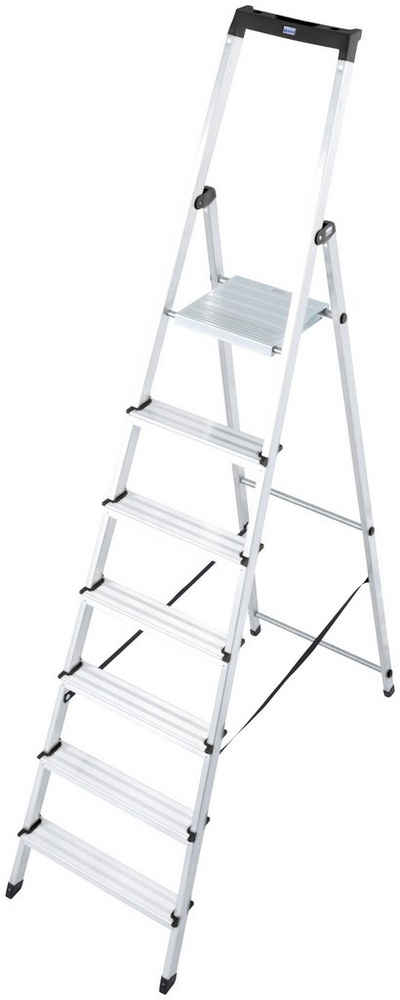 KRAUSE Stehleiter Solidy, Aluminium, 1x7 Stufen, Arbeitshöhe ca. 348 cm