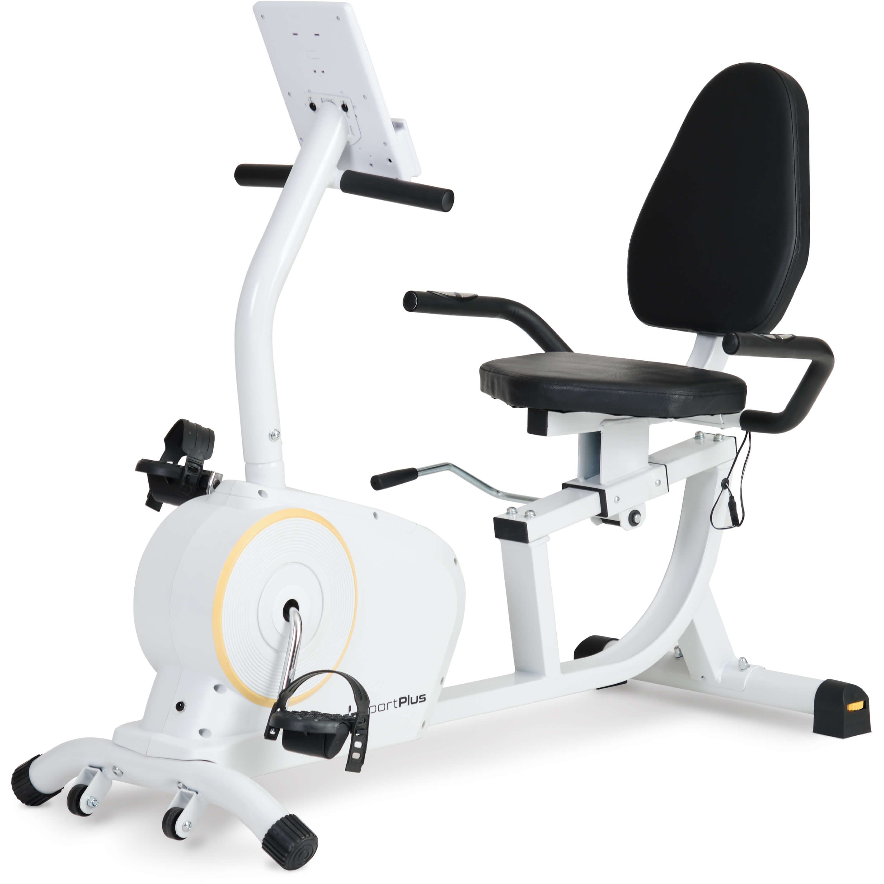 SportPlus Heimtrainer SP-RB-9500-W-iE, Liegeheimtrainer, App Kompatibilität, 6 Trainingsprogramme, weiß