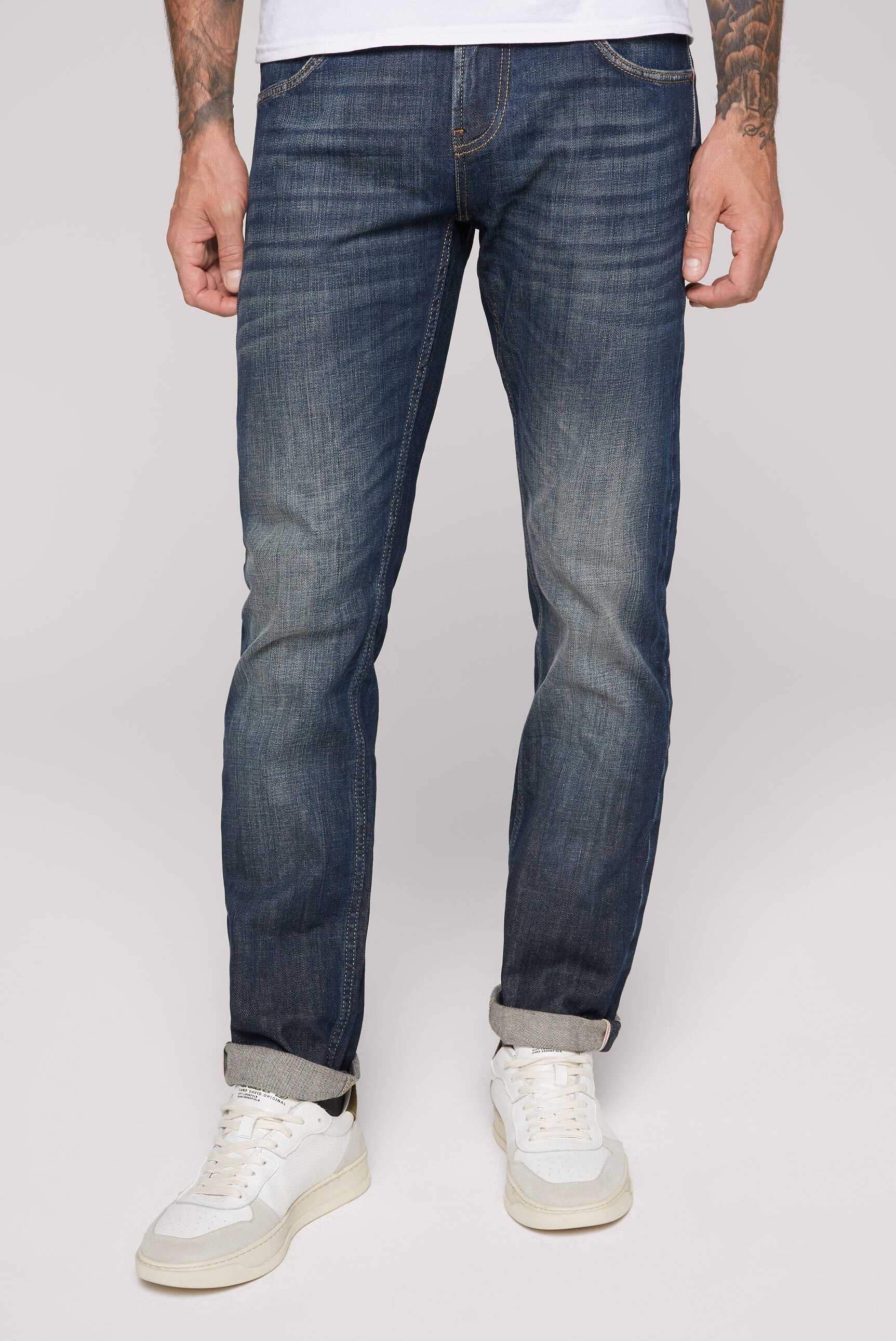 Leibhöhe Regular-fit-Jeans niedriger CAMP DAVID mit