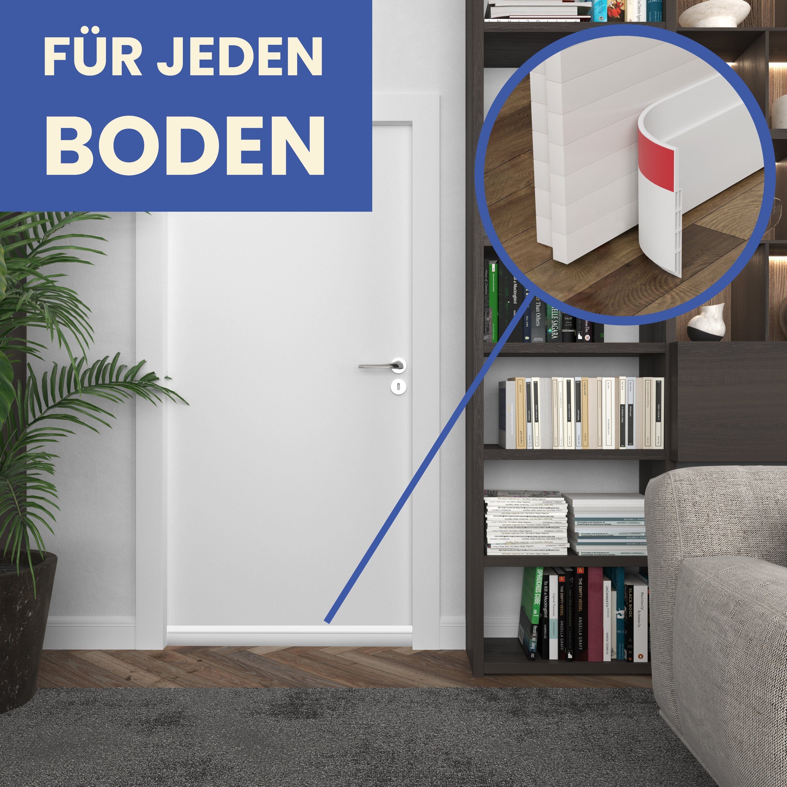 ecom delivery Zugluftstopper Zugluftstopper für Türen, selbstklebend, individuelle Länge, 5-tlg., Starker halt, rutschfest, Kälte & Lärmschutz