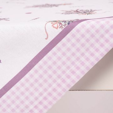 SCHÖNER LEBEN. Tischdecke Clayre & Eef Mitteldecke Tischdecke Lavendel Karo weiß lila 100x100cm, Kuvertsaum