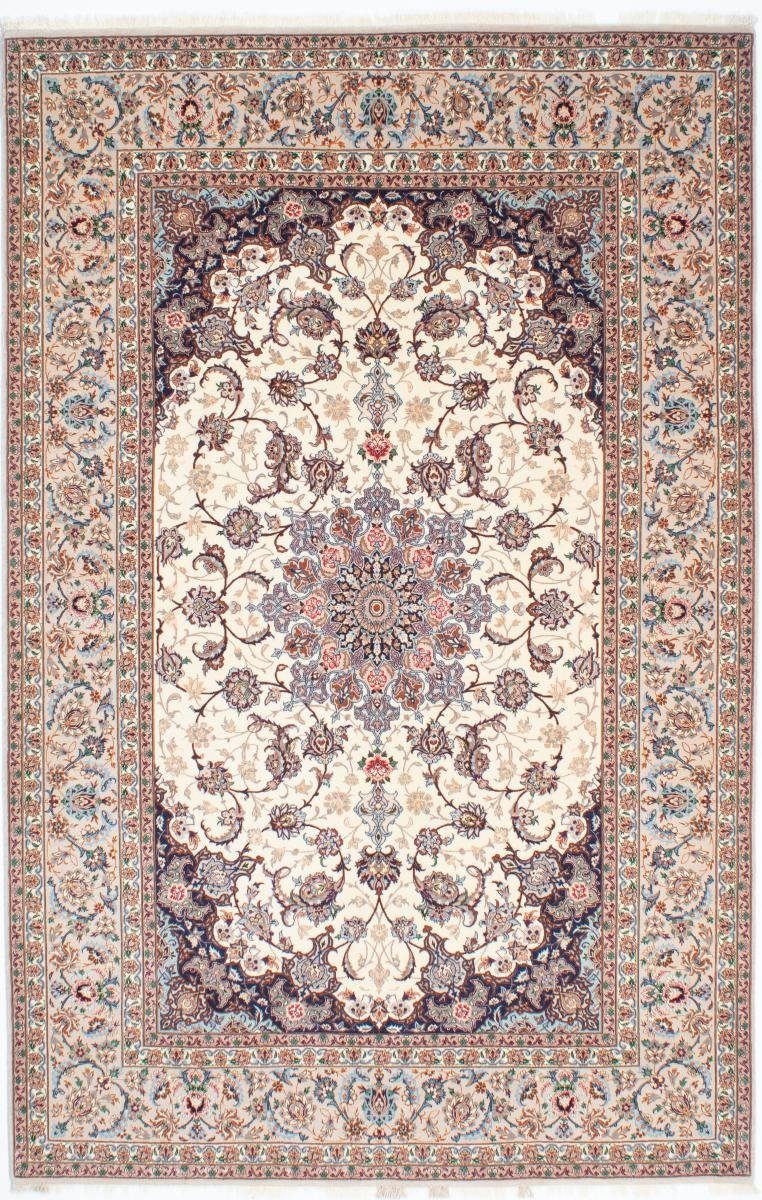 154x241 Nain rechteckig, 6 mm Höhe: Isfahan Seidenkette Trading, Orientteppich Handgeknüpfter Orientteppich,