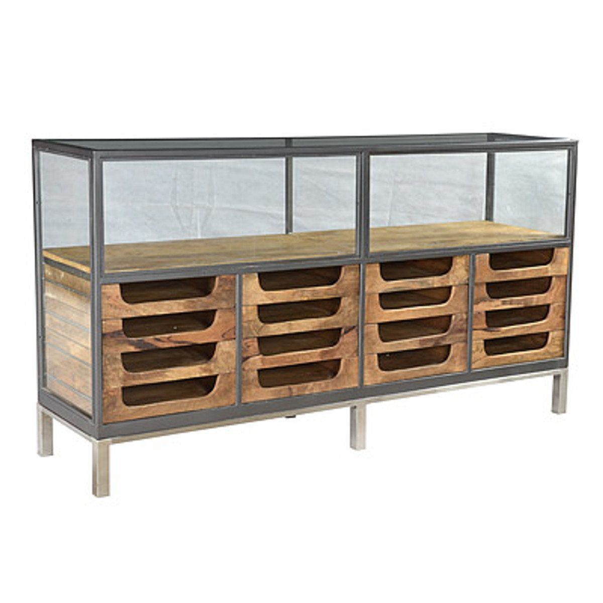 Casa Padrino Buffet Designer Buffetschrank mit Schubladen Natur 193 x 46 x H.99 cm - Hotel Möbel | Buffetschränke