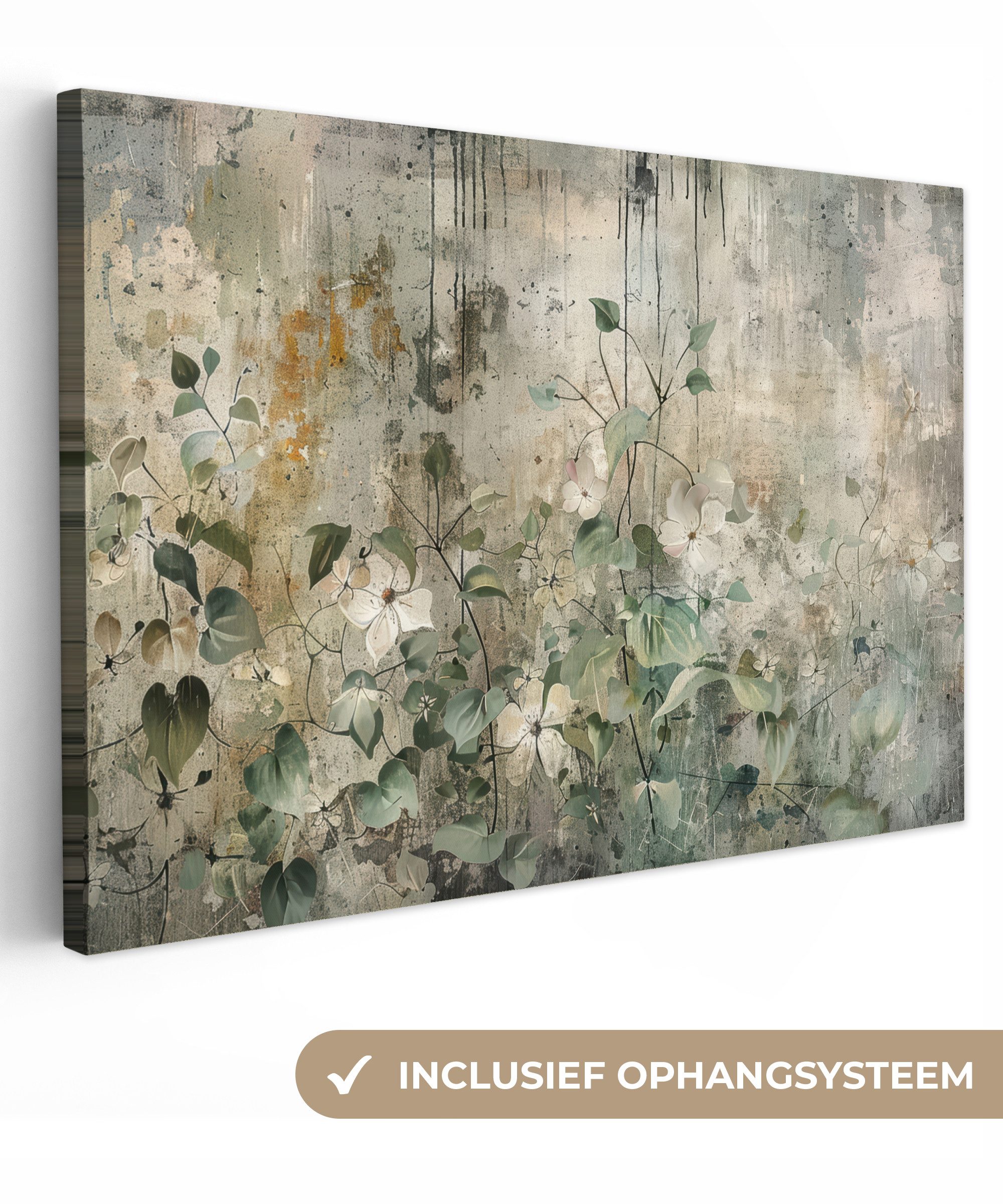 OneMillionCanvasses® Leinwandbild Blumen - Blätter - Abstrakt - Modern, Fotodruck (1 St), Leinwand Bilder Klein, Wand Dekoration Aesthetic 30x20 cm