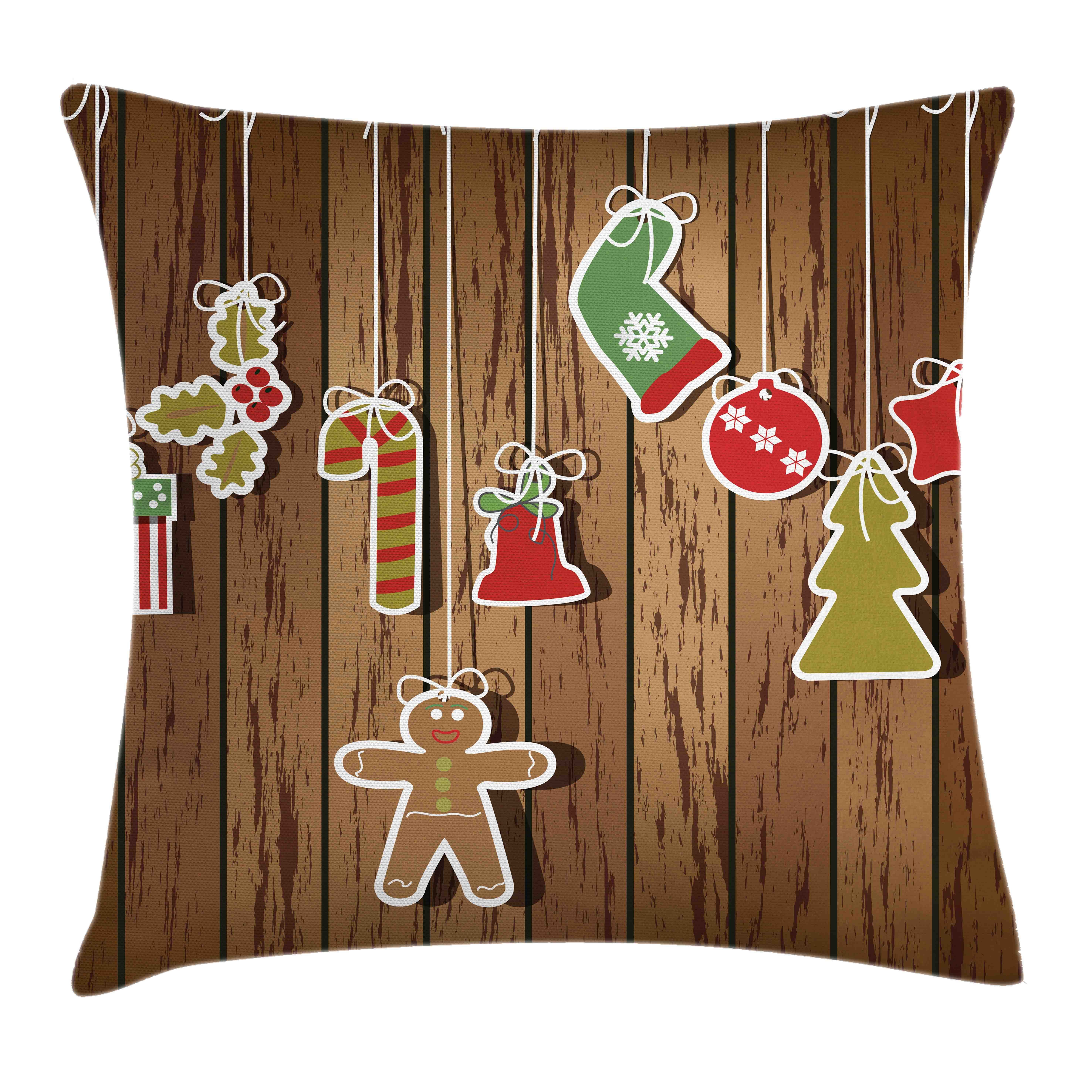 Kissenbezüge Reißverschluss Kissenhülle mit Weihnachten Stück), Druck, (1 Beidseitiger Farben Farbfesten Abakuhaus Holz-Muster