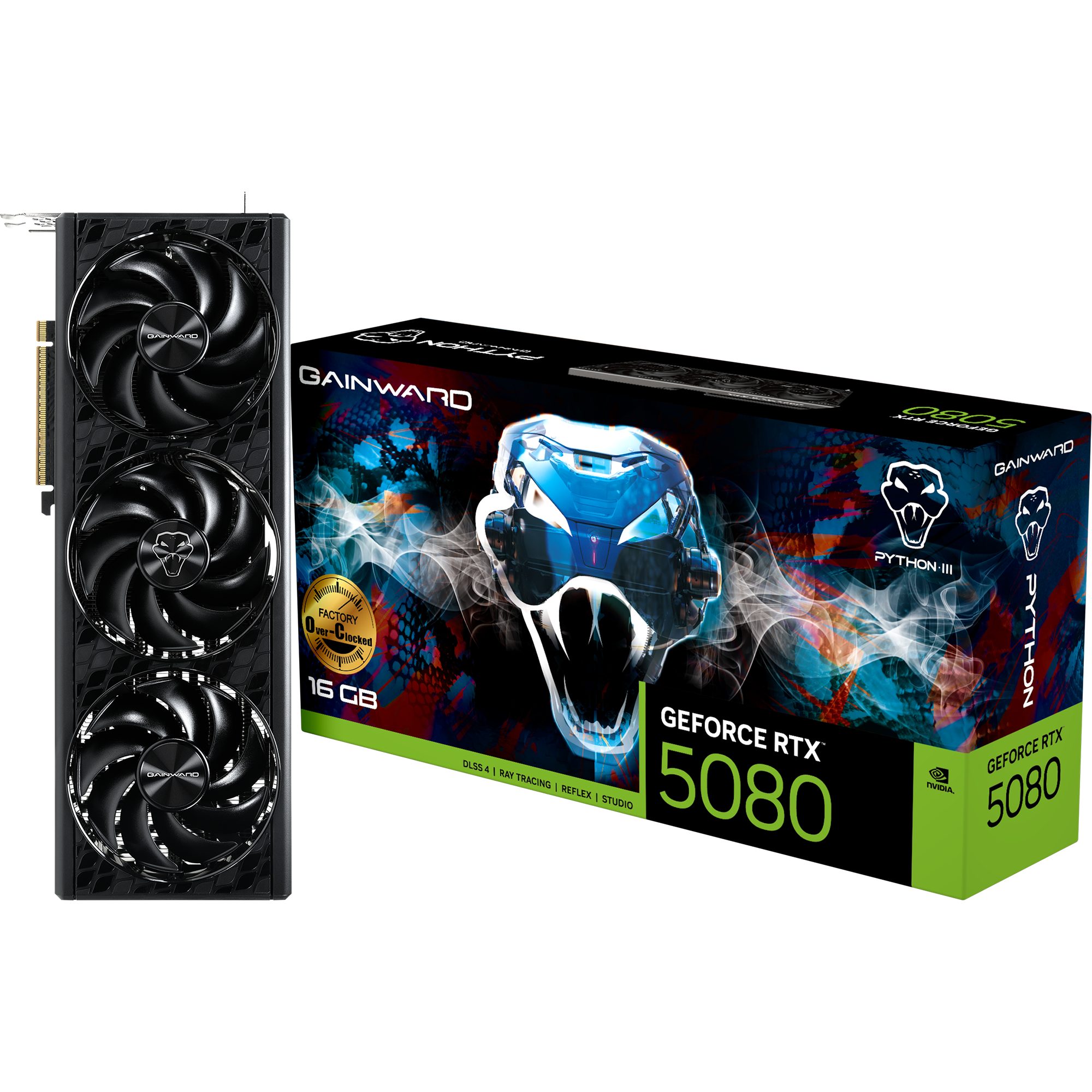 Gainward Gainward GeForce RTX 5080 Python III OC, Grafikkarte, (DLSS 5, 3x Grafikkarte (16 GB, DLSS 5, 3x DisplayPort, 1x HDMI 2.1)
