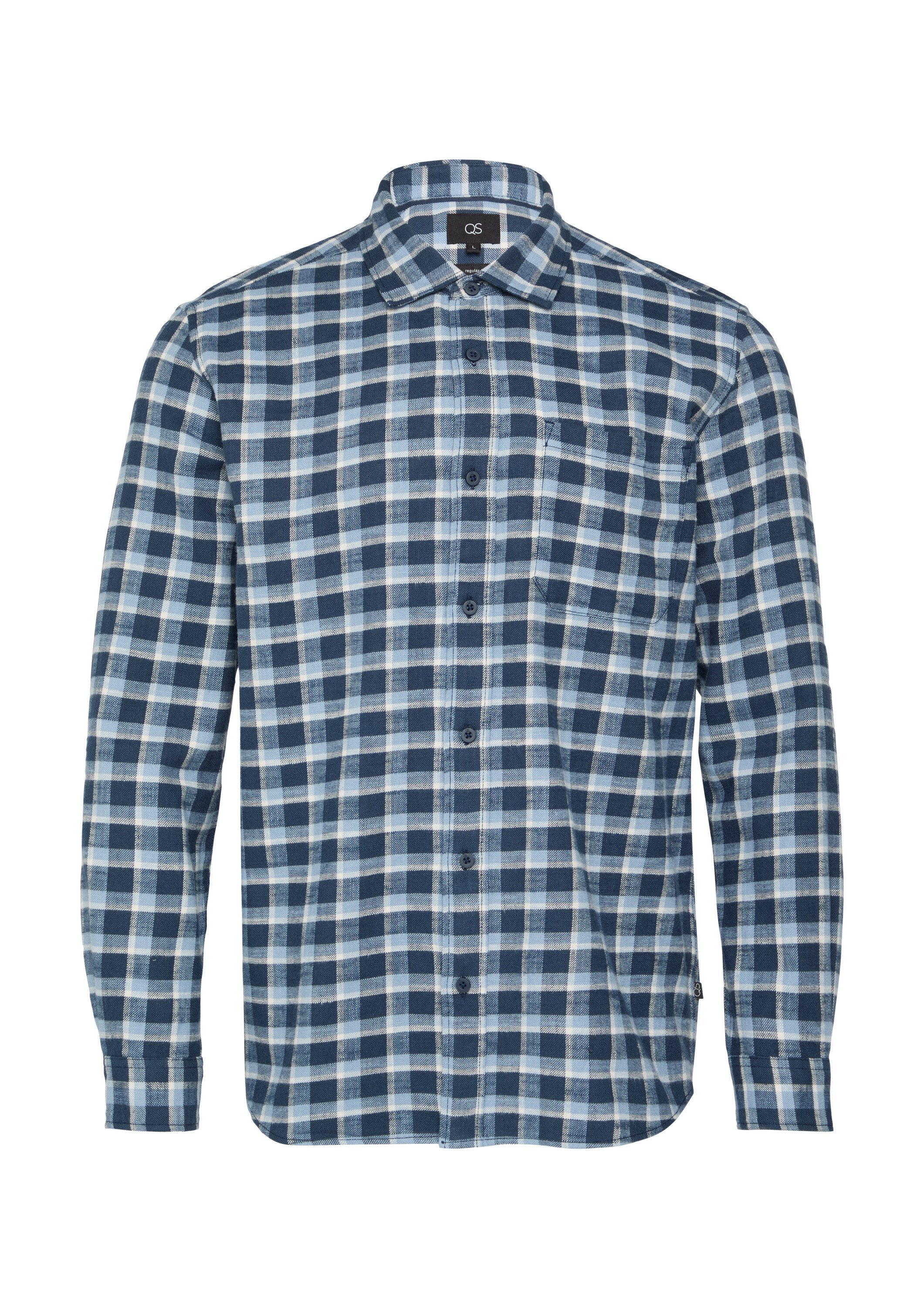 QS Langarmhemd Hemd Regular Fit: Flanellhemd mit aufgesetzter Tasche günstig online kaufen