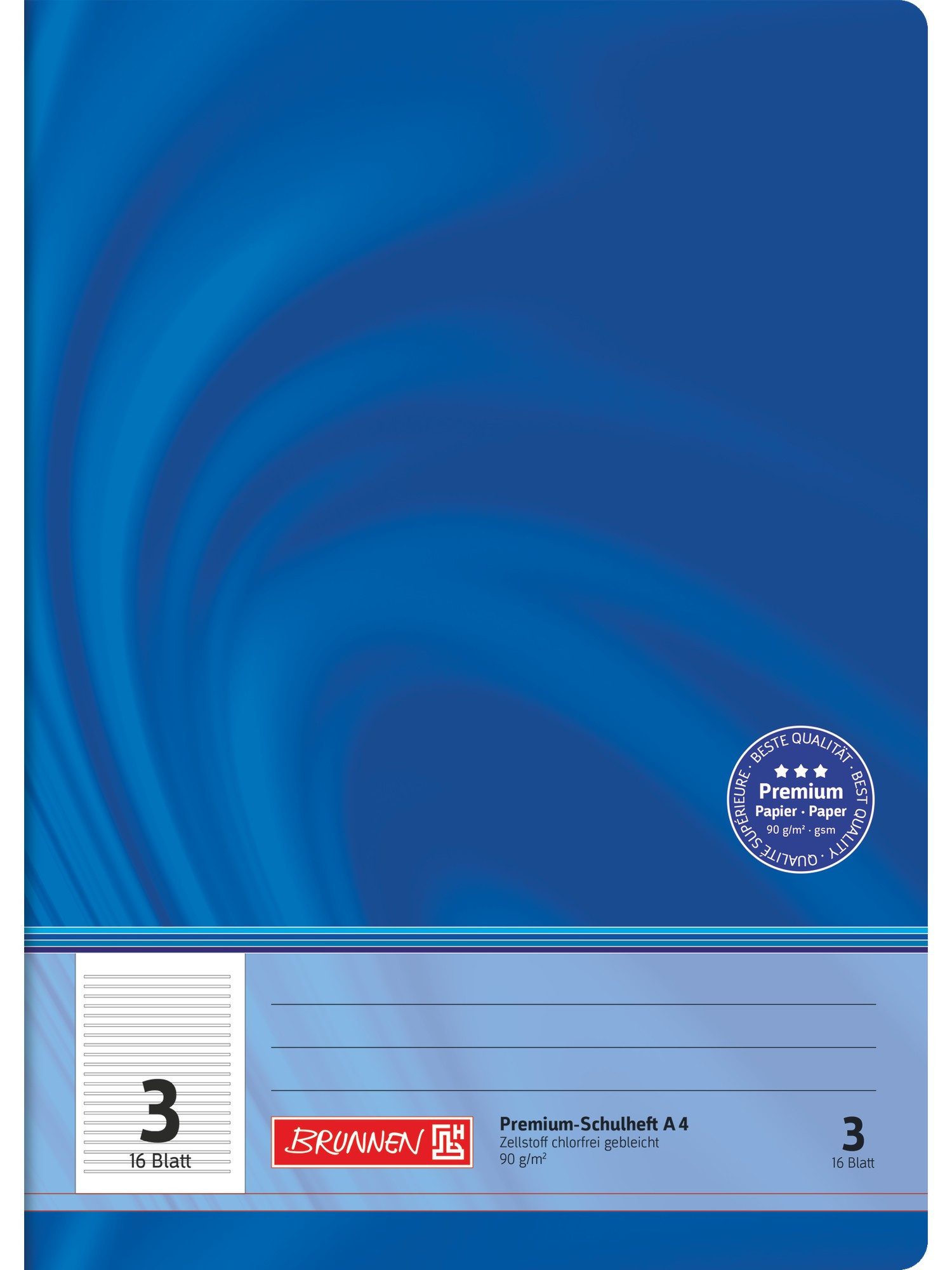 Baier & Schneider Schulheft Schulheft Premium Vivendi A4 Lineatur 3 blau, zwei Linien pro Zeile 3 5 mm Abstand Lineatur 3