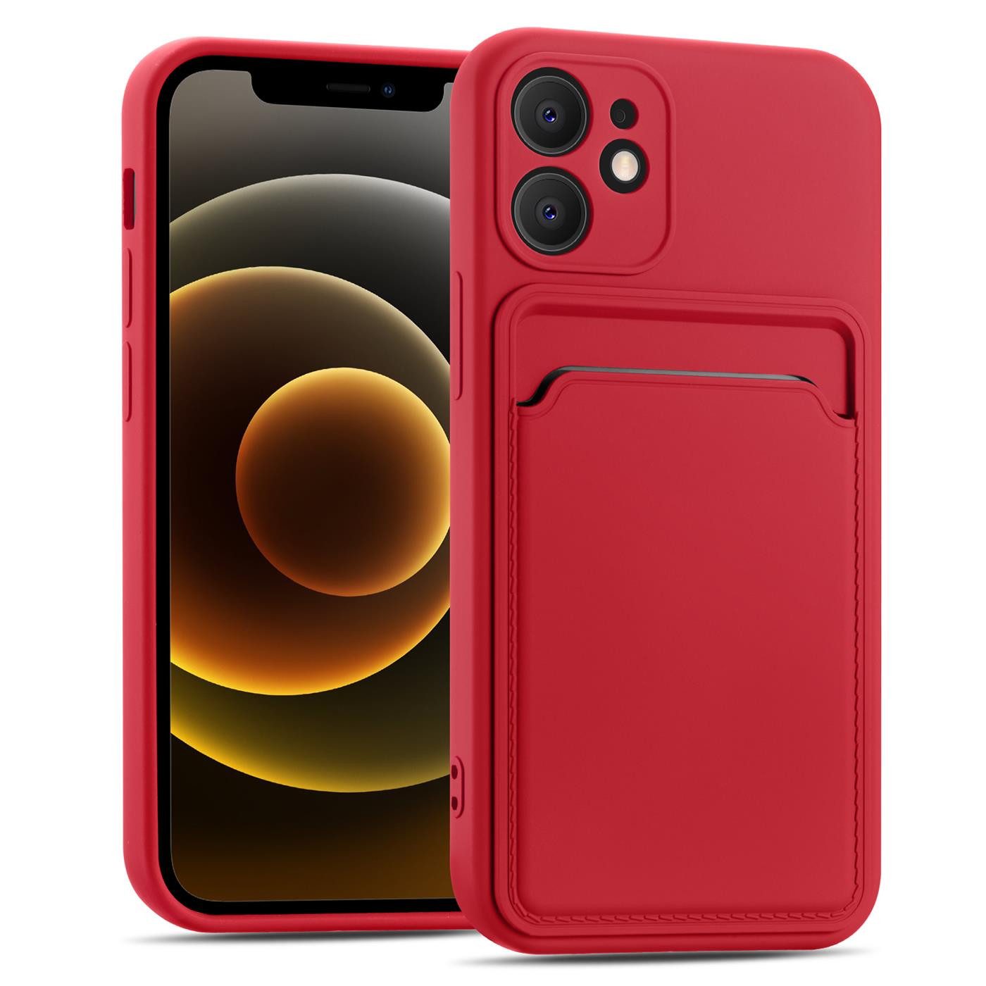 CoolGadget Handyhülle Card Case Handy Tasche für Apple iPhone 12 6,1 Zoll, Silikon Schutzhülle mit Kartenfach für iPhone 12 Hülle