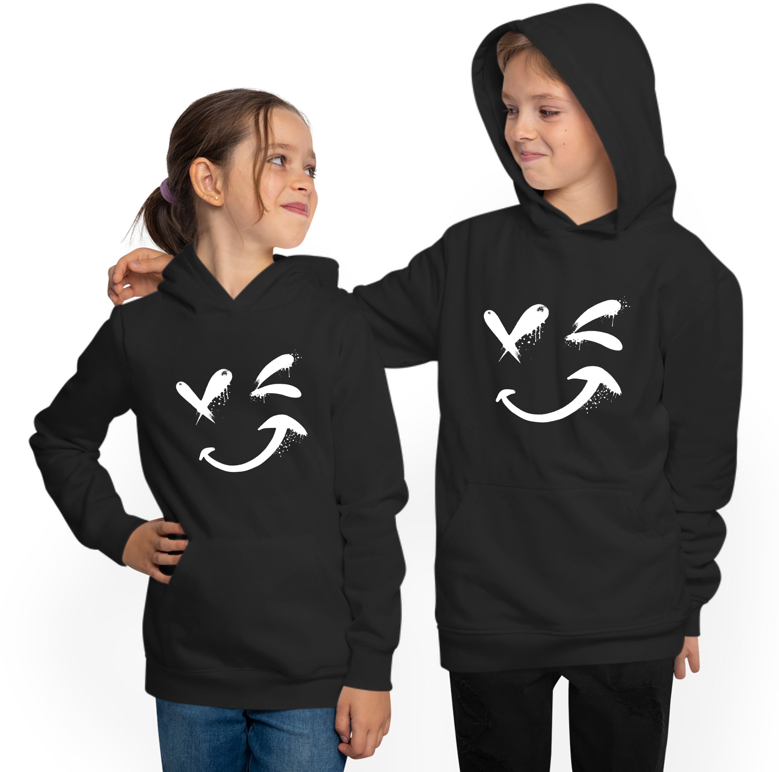 MyDesign24 Kapuzensweatshirt Kinder Hoodie - Kapuzenpulli mit coolem Smile Kapuzensweater cooler Smile Hoodie i328 – Bild 2 von 5