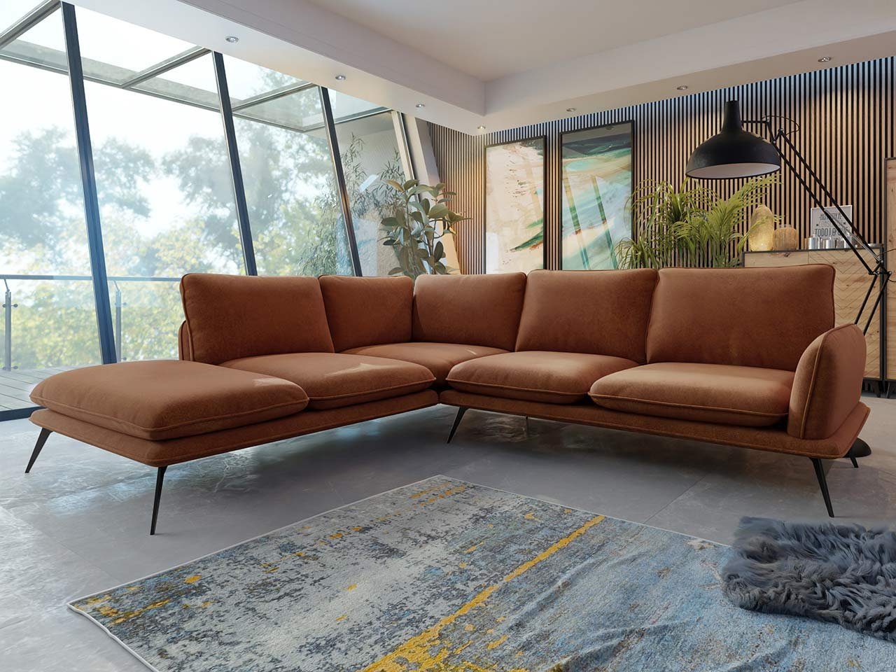 MIRJAN24 Ecksofa Portimao, Polsterecke Sofa, Farbauswahl Couchgarnitur,  Loft L-Form