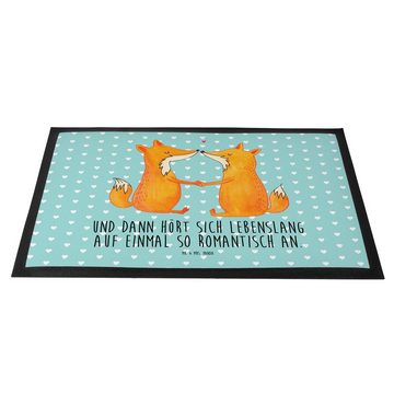 Fußmatte 60 x 90 cm Füchse Liebe - Türkis Pastell - Geschenk, Motivfußmatte, L, Mr. & Mrs. Panda, Höhe: 0 mm