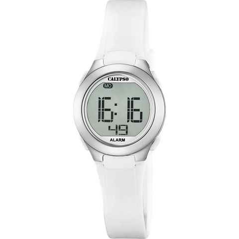 CALYPSO WATCHES Digitaluhr Calypso Damen Uhr K5677/1 Kunststoffband, (Digitaluhr), Damen Armbanduhr rund, PURarmband weiß, Sport