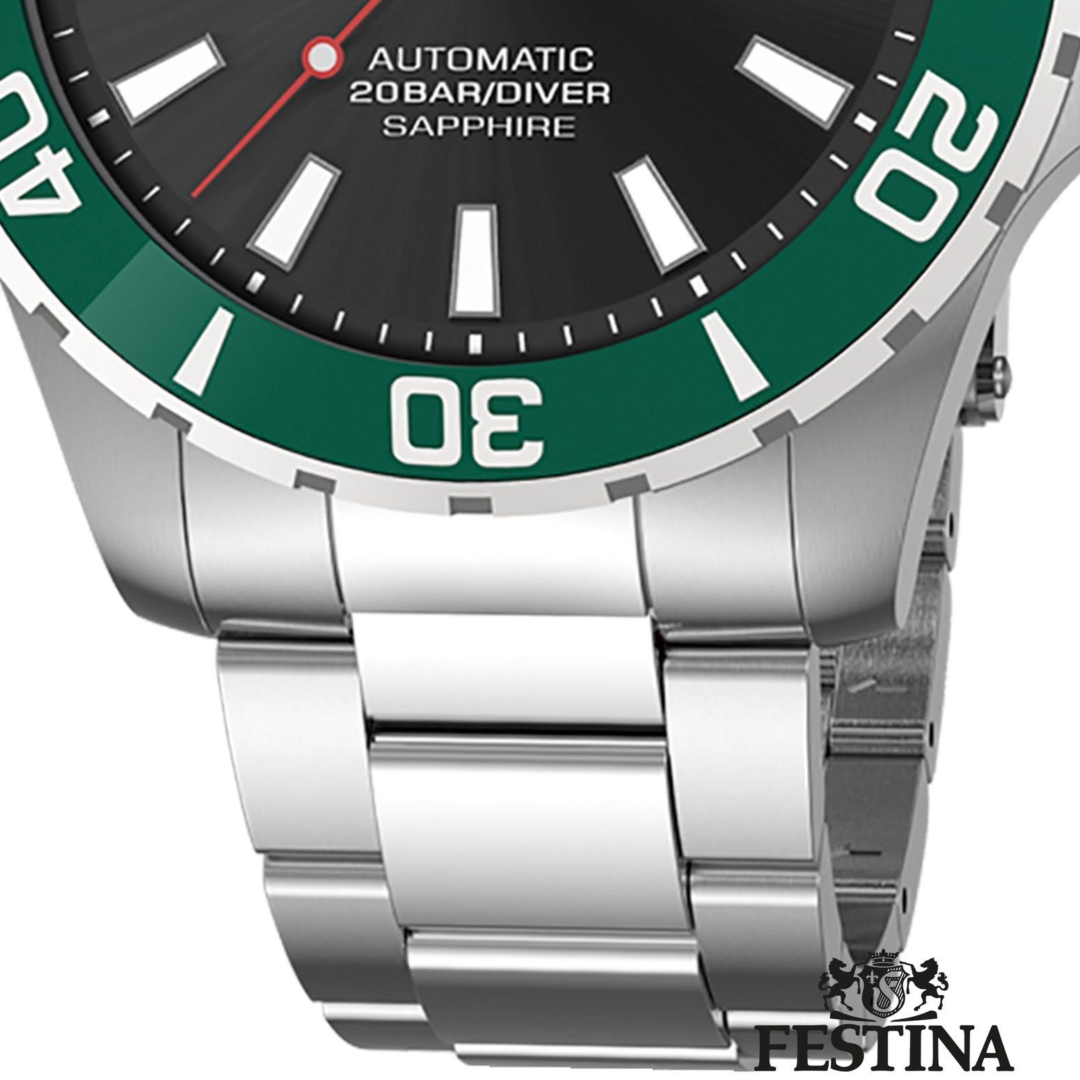 Festina Automatikuhr Festina Herrenuhr Automatik, (Analoguhr), Herren Armbanduhr rund, Edelstahlarmband silber, Elegant