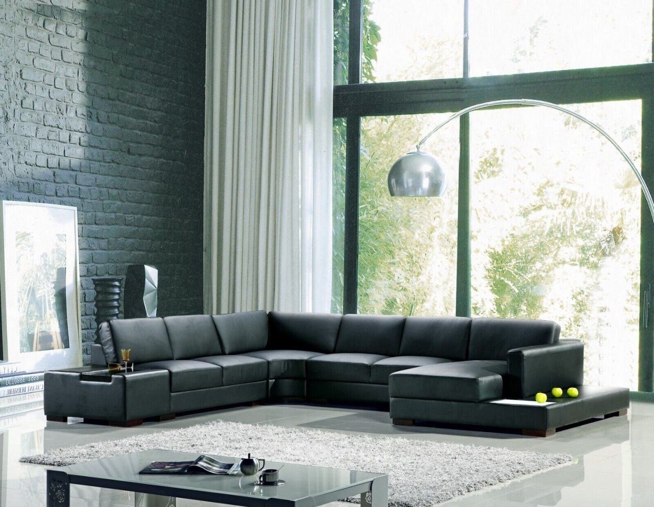 JVmoebel Ecksofa Ecksofa Schwarz U-Form Luxus Stil Modern Wohnzimmer Sofa SOFORT, 1 Teile, Made in Europa