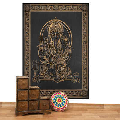 Wandteppich Tagesdecke Wandbehang Dekotuch Lord Ganesha ca.200x135cm Wandteppich, KUNST UND MAGIE
