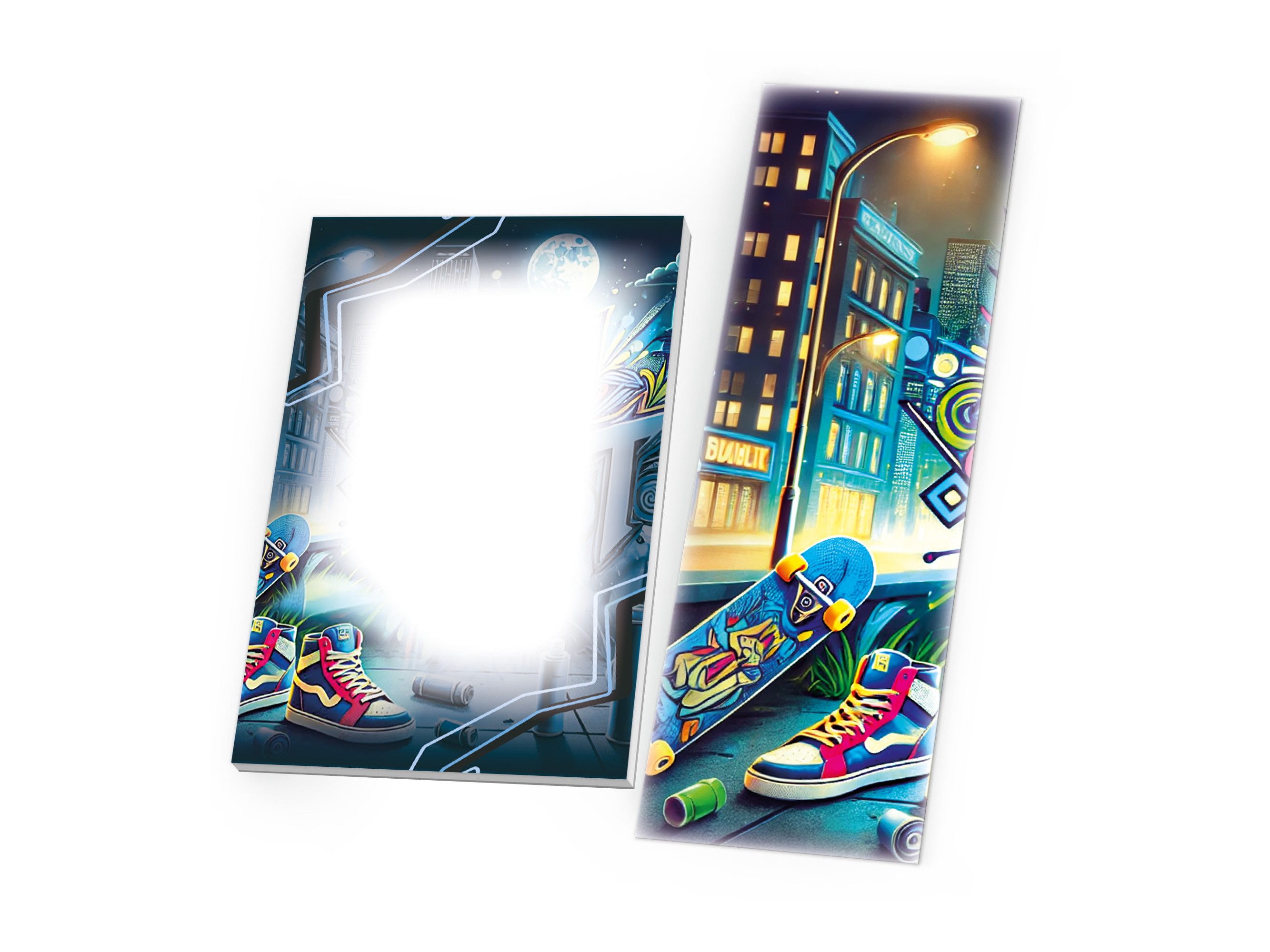 LIMONIA Einladungskarten Graffiti Mitgebsel Mitbringsel Gastgeschenke Lesezeichen Blöcke A7, Graffiti Set für Kindergeburtstag – Lesezeichen & Mini-Notizblöcke