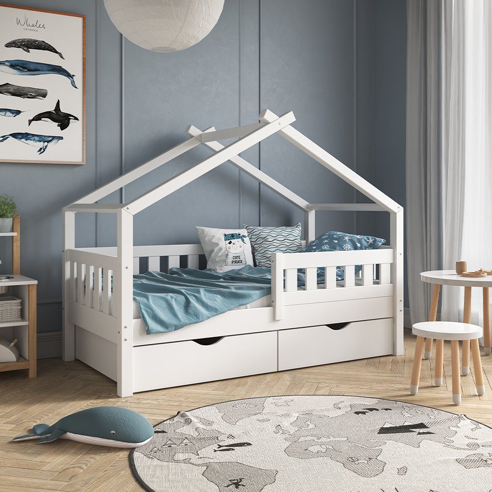 VitaliSpa® Hausbett Design, Weiß, 80x160 cm mit 2 Schubladen (1-tlg) günstig online kaufen