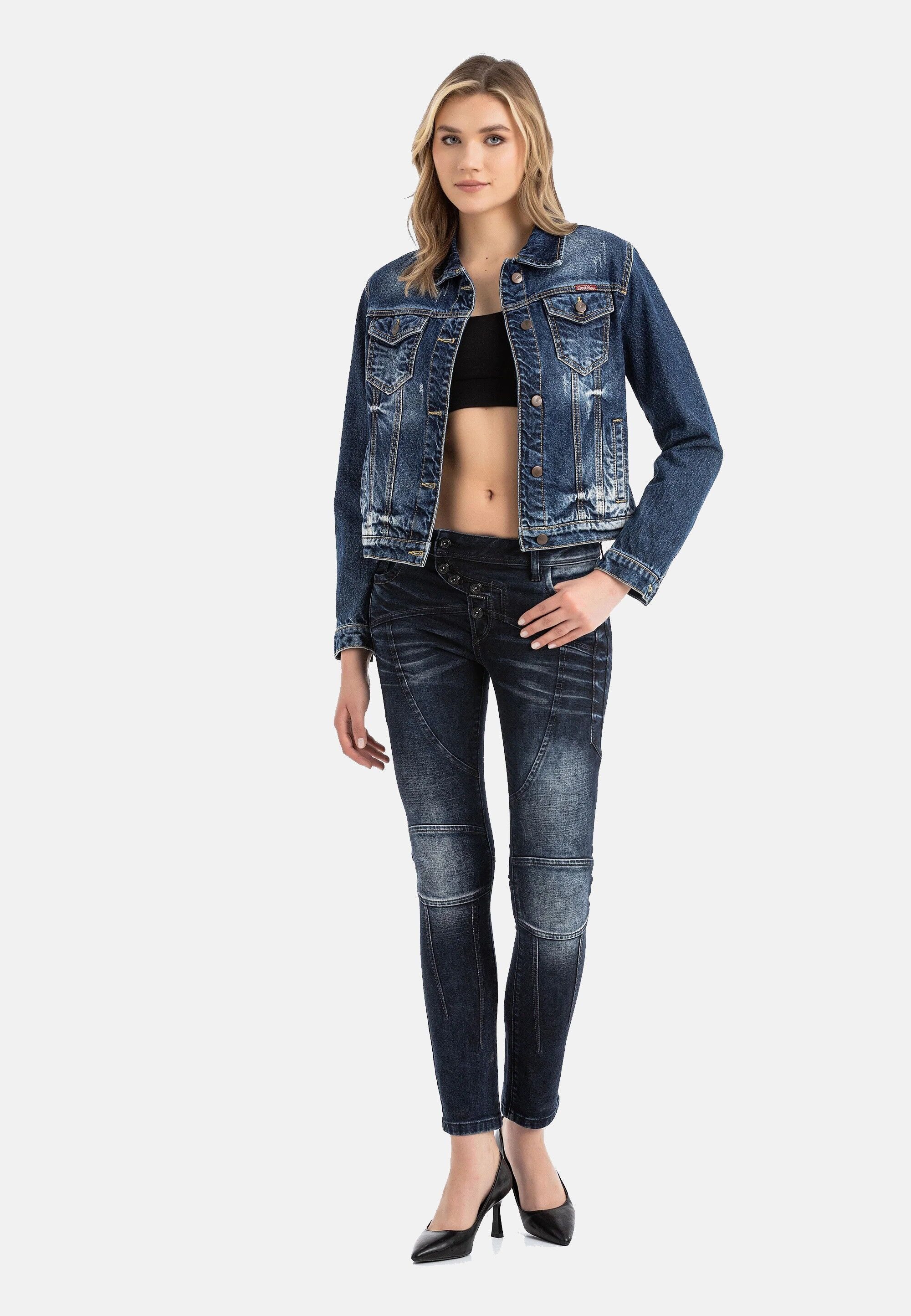 Cipo & Baxx 5-Pocket-Jeans WD469 Ausgefallene Knopfleiste