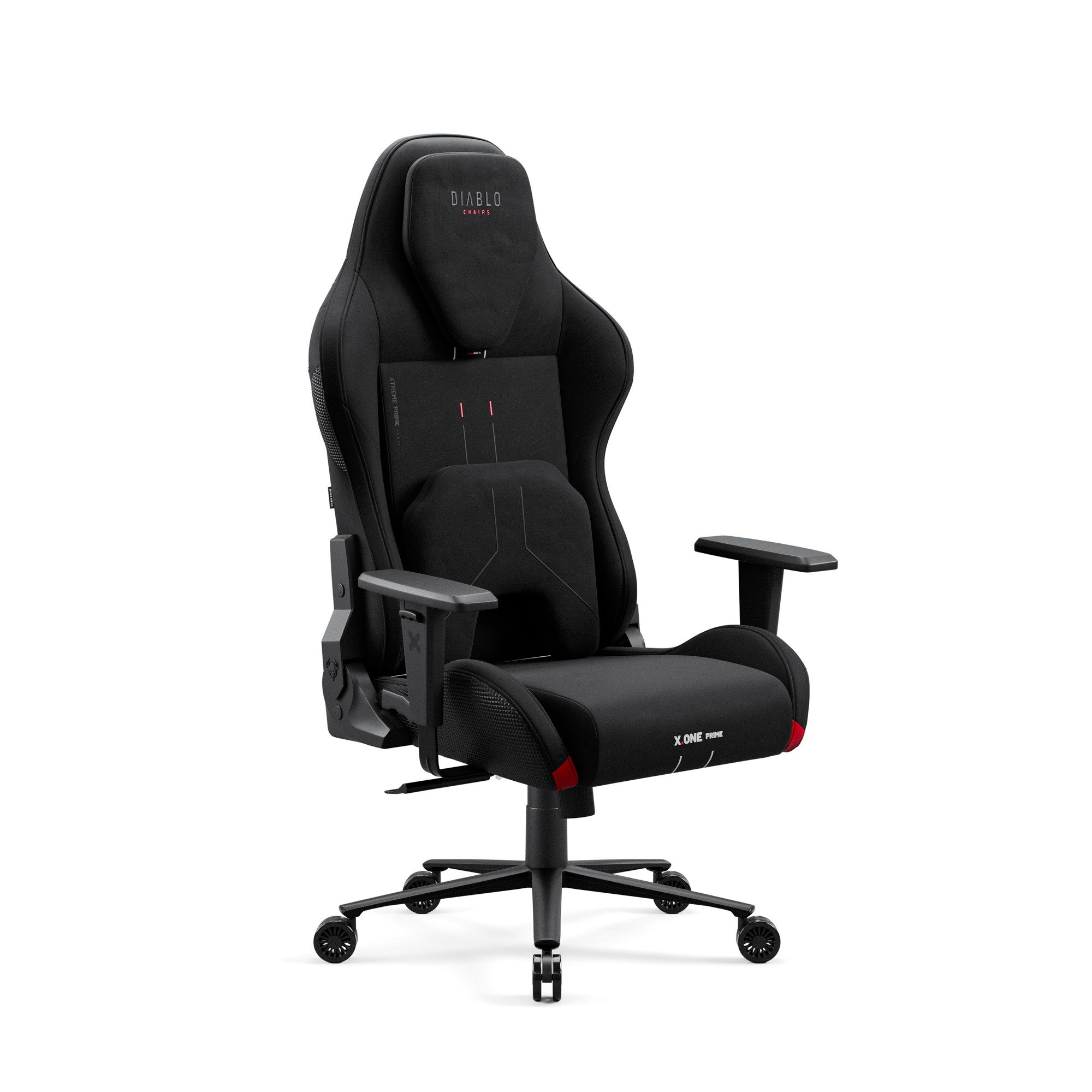 DIABLO CHAIRS Gaming-Stuhl X.One Prime Stoff ergonomisch Metallbasis 140kg CoolComfort (Magnetische Kopfstütze, Höhenverstellbare Armlehnen, Kühlender Sitz), Kopfstütze Lendenkissen CoolComfort Räder Stoff