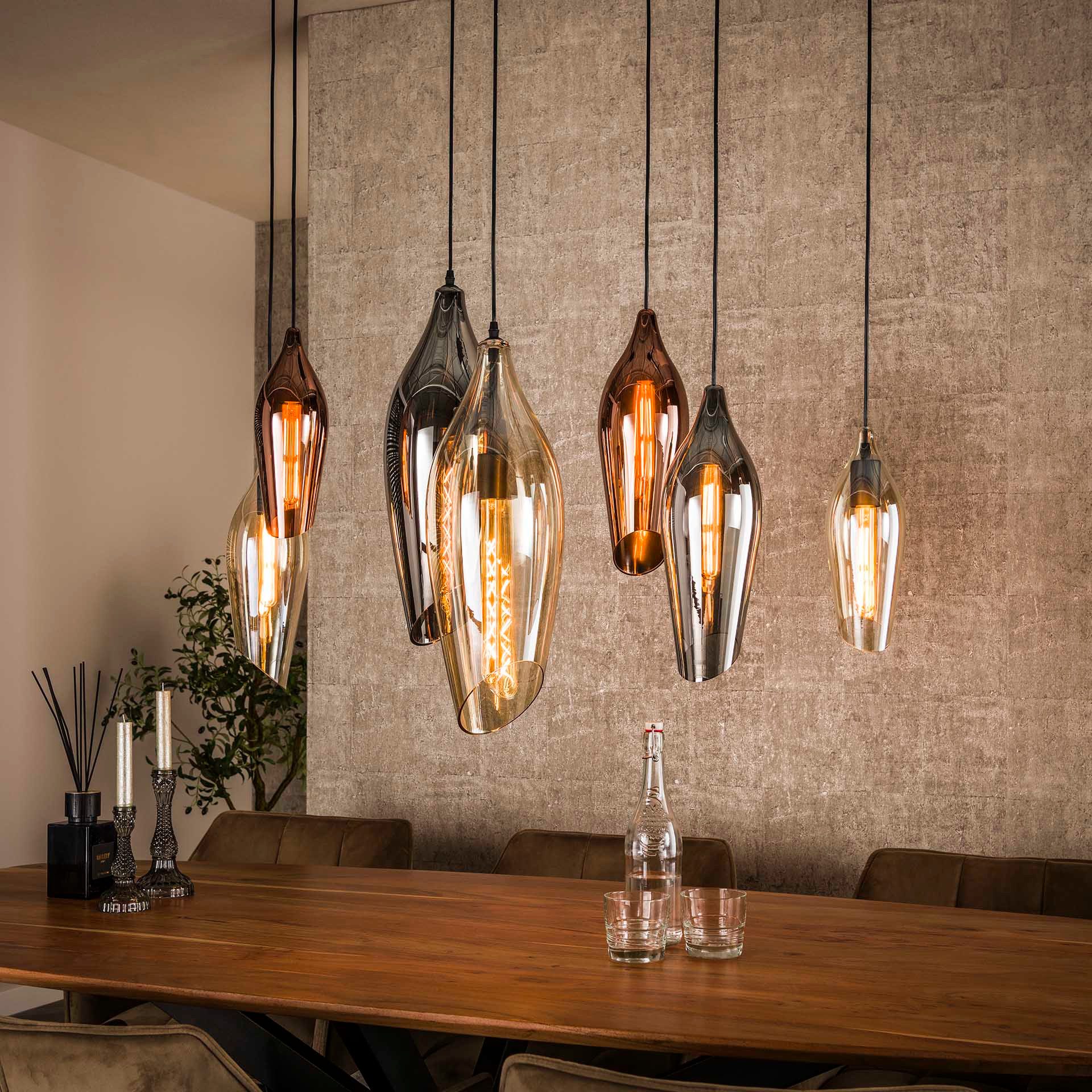 Vintagehaus Hängeleuchte Retro Hängelampe Pendelleuchte 7 Cocoon Glas verschiedene Farben