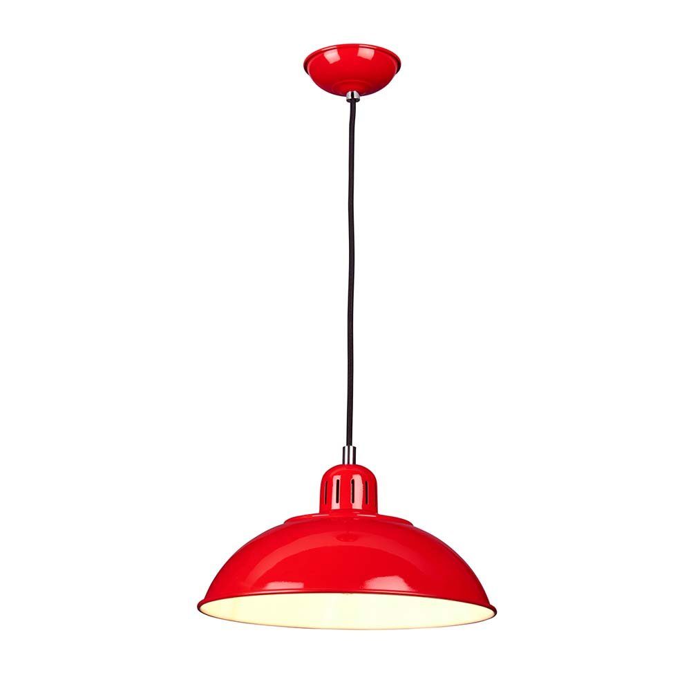 etc-shop Pendelleuchte, Leuchtmittel nicht inklusive, Pendelleuchte Deckenlampe Hängeleuchte Stahl Rot D 30 cm