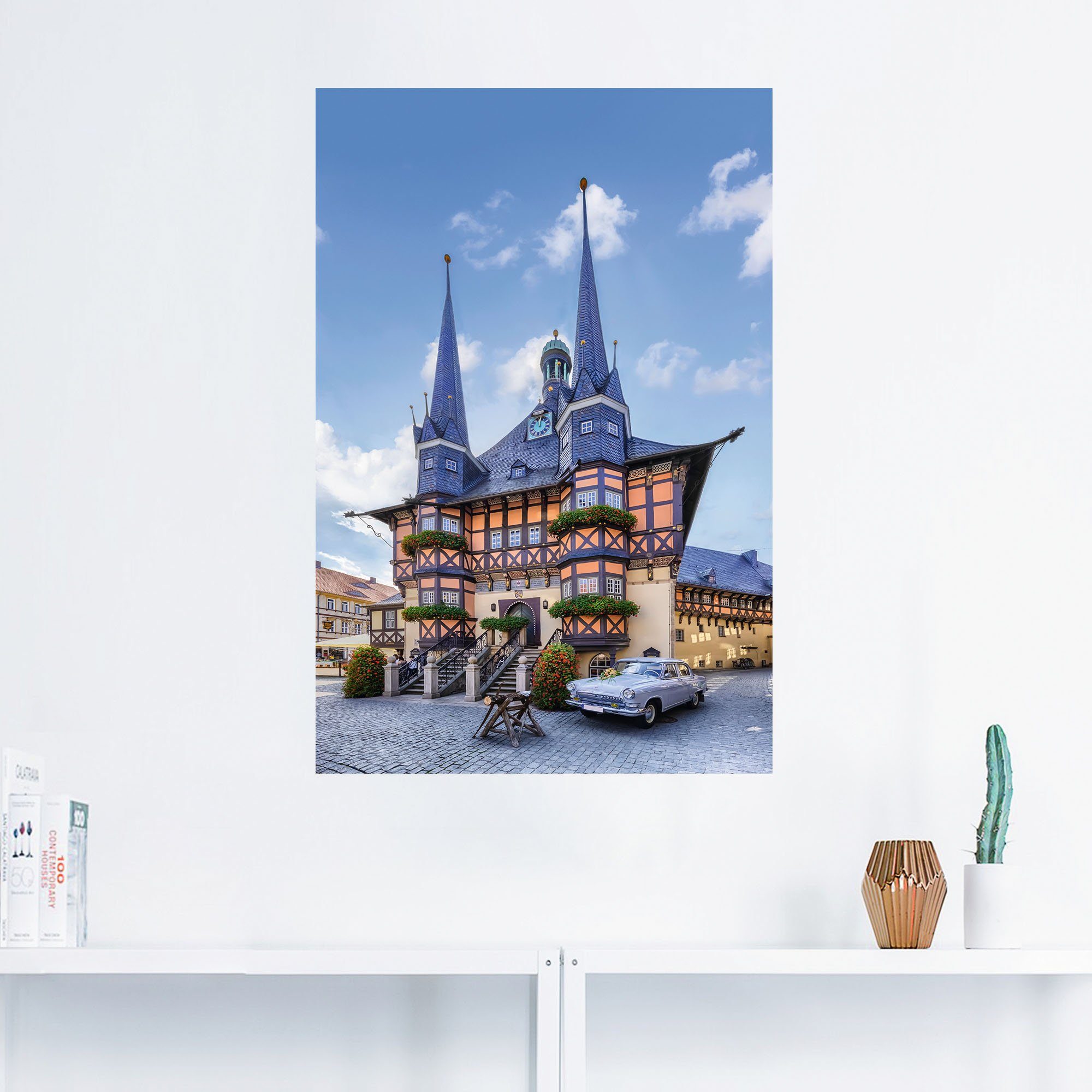 Poster Wandbild Alubild, (1 Fachwerkhaus, Leinwandbild, als Artland Deutschland Größen in Rathaus oder St), Wandaufkleber versch. Wernigerode,