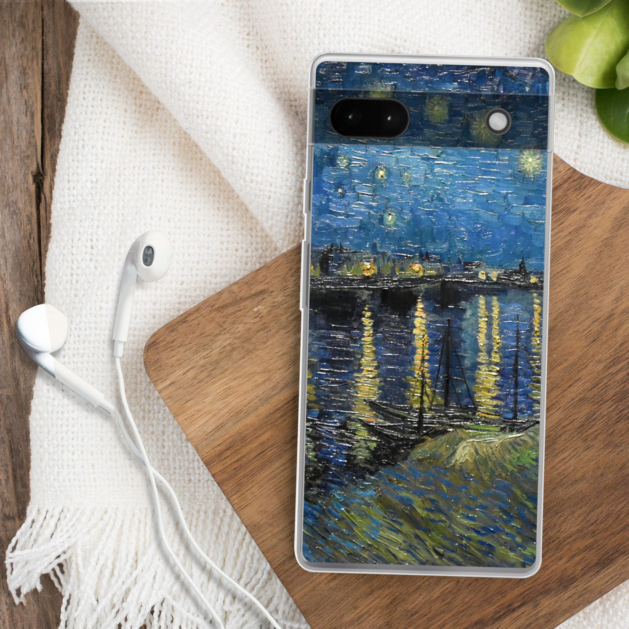 MuchoWow Handyhülle für Google Pixel 6a Sternennacht über der Rhone - Van Gogh - Kunst, Phone Case, Silikon, Schutzhülle Dünn
