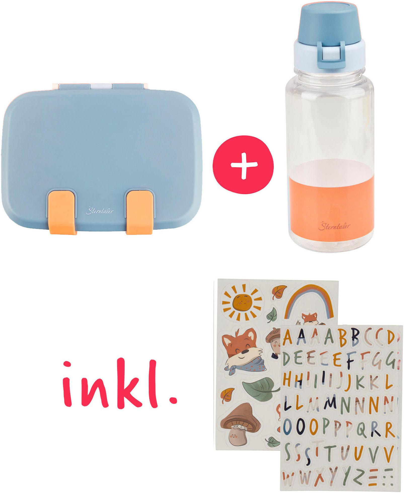 Sterntaler® Lunchbox Trinkflasche+Brotdose Filou, Polyprophylen (PP), Tritan, (Set, 2-tlg), mit Trinkflasche; individuell personalisierbar