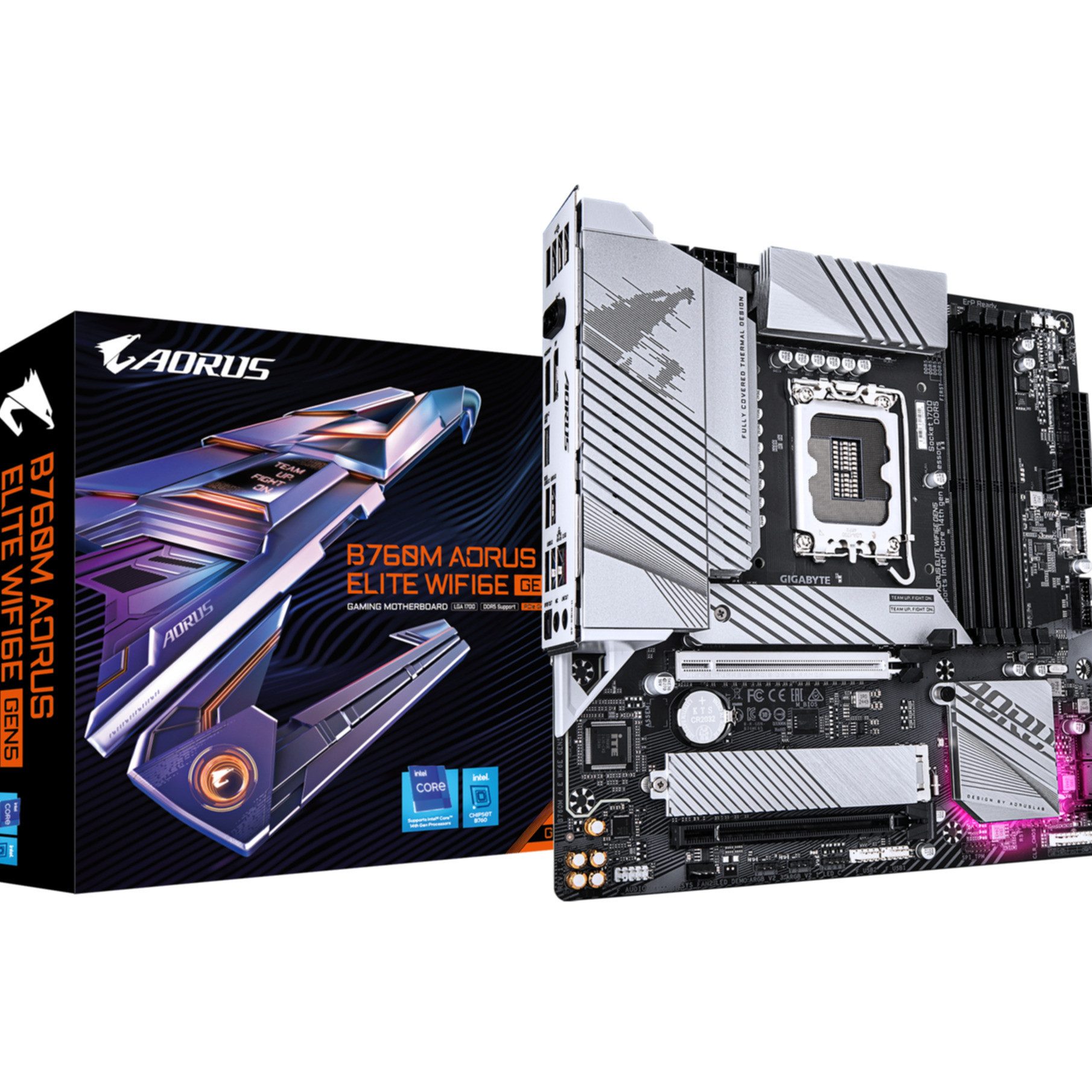 Gigabyte B760M AORUS ELITE WIFI6E GEN5 Mainboard – Unterstützt Intel Core Proze Mainboard
