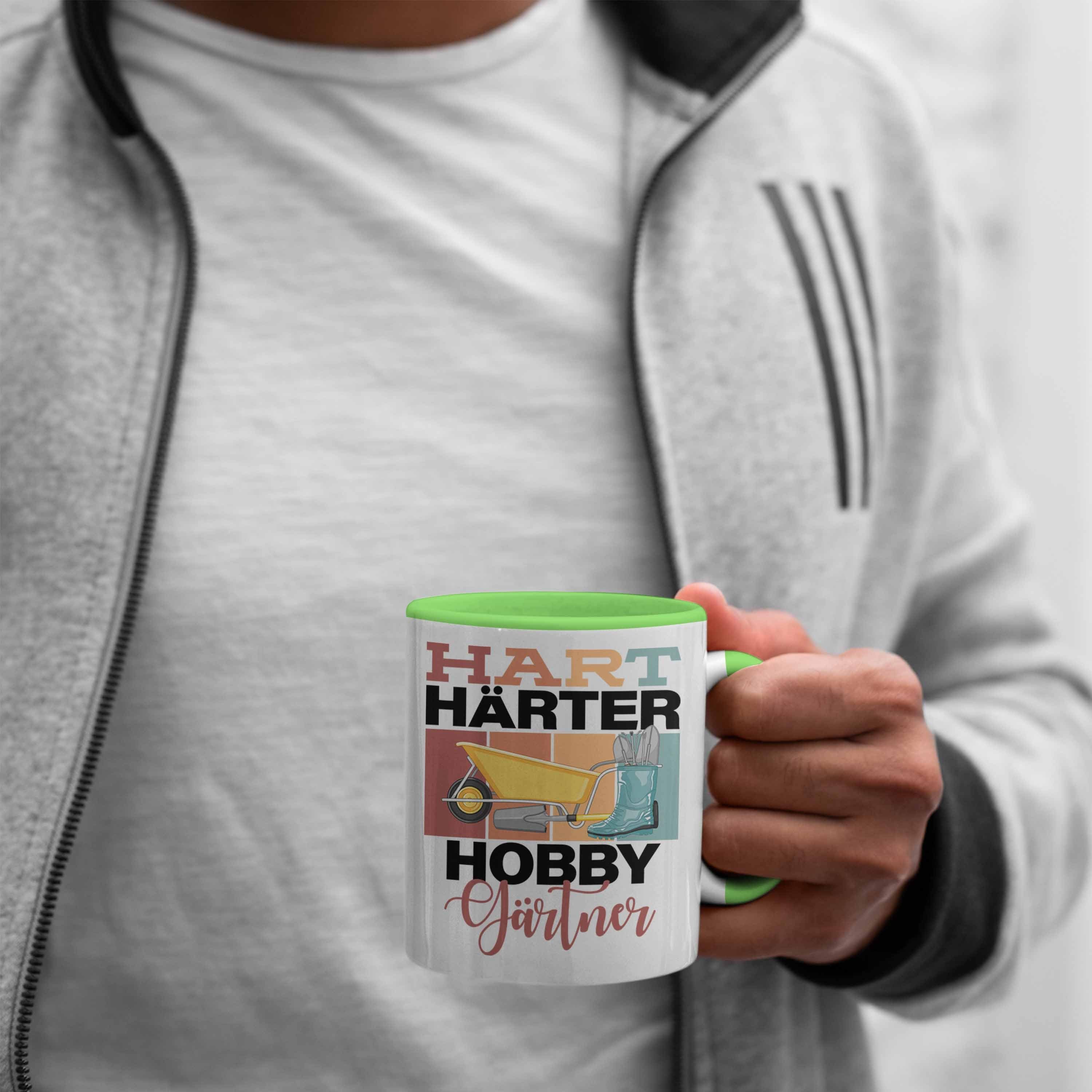 Trendation Tasse Lustige Tasse Härter Spruch Grün "Hart Hobbyg Hobbygärtner Geschenkidee für