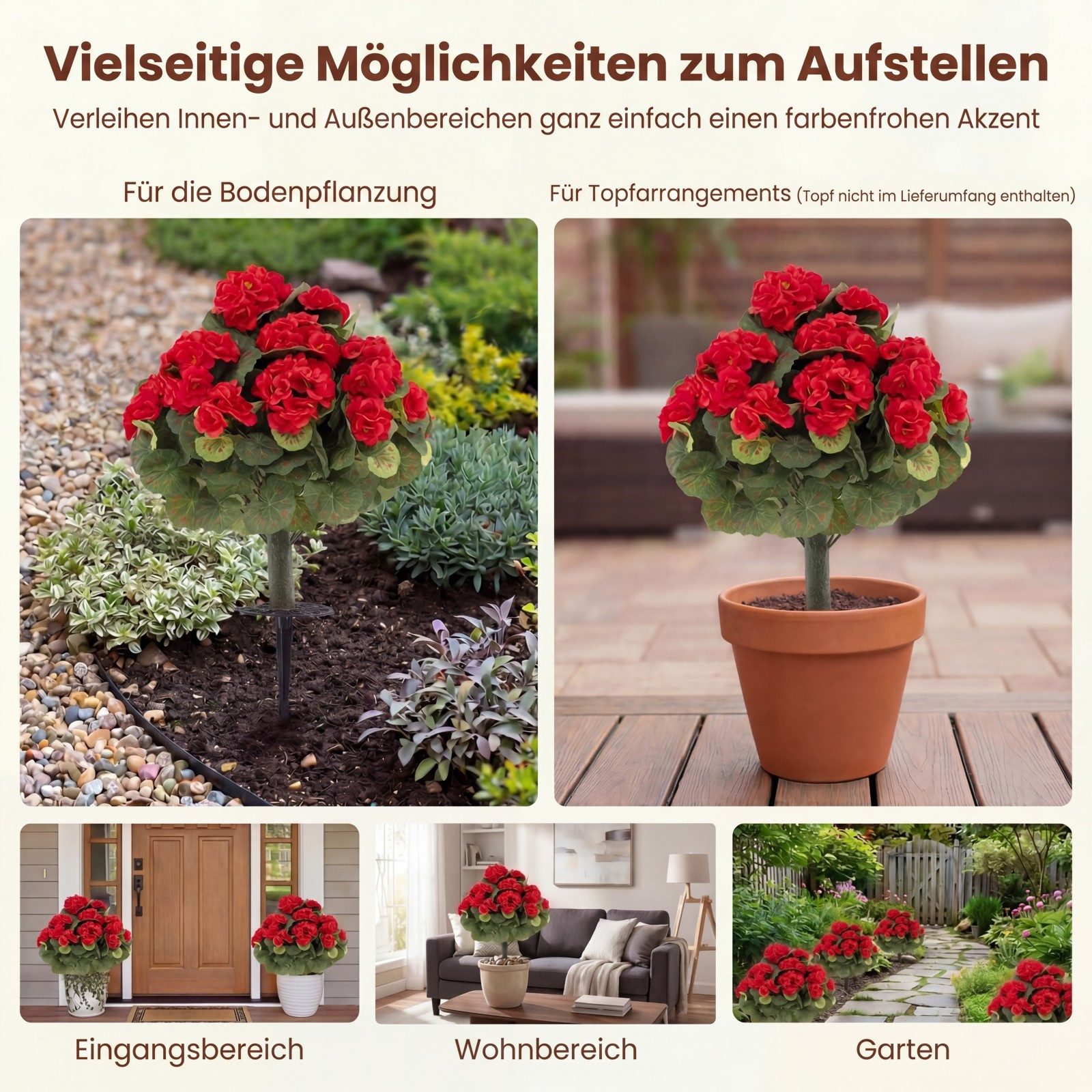 Kunstbaum, KOMFOTTEU, Künstlicher Formschnitt Kugelbaum mit Erdspieß