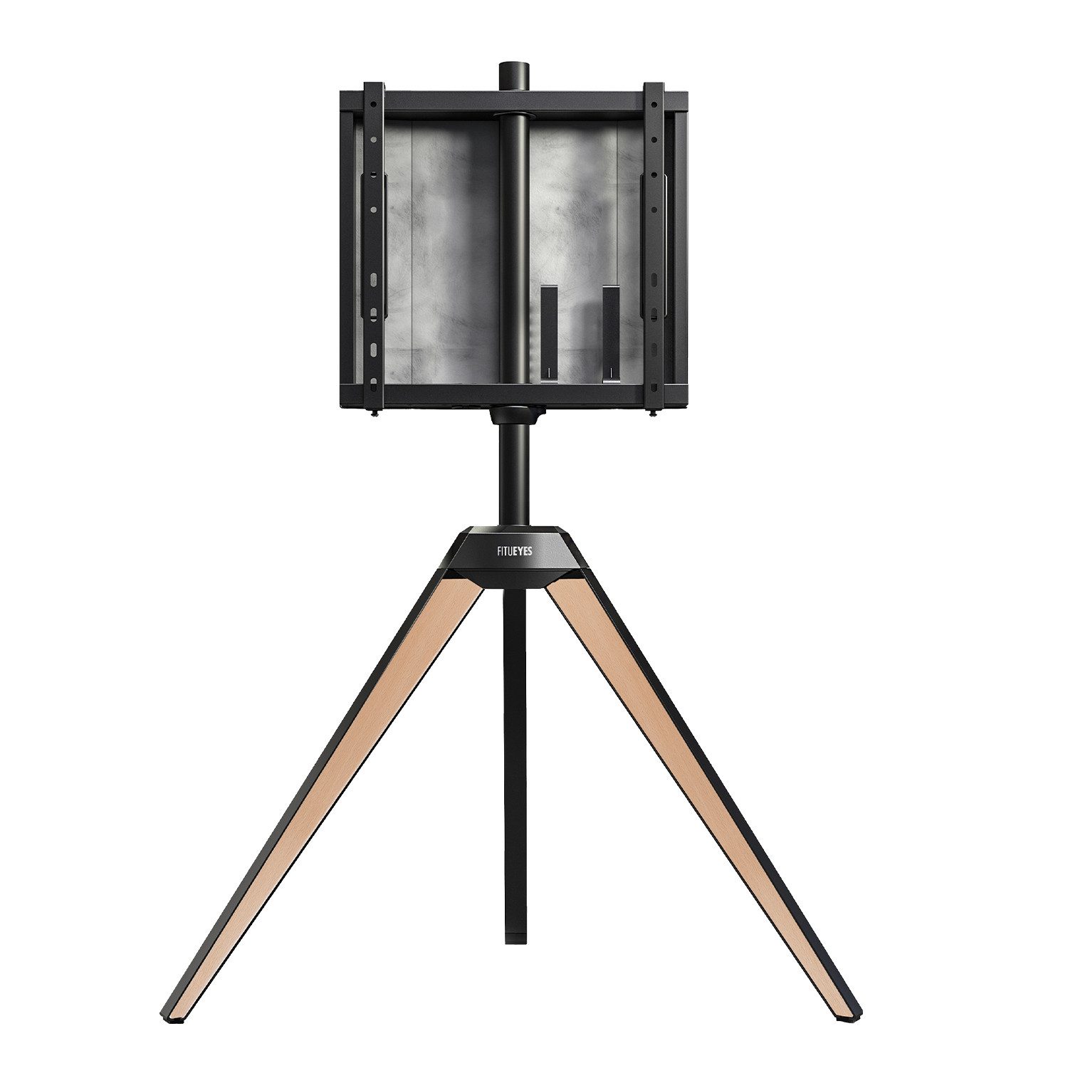 FITUEYES TV-Ständer aus Massivholz, höhenverstellbar, ±20° schwenkbar, 32-65 Zoll, (bis 65,00 Zoll, im Staffelei Design, mit Magnetverschluss)