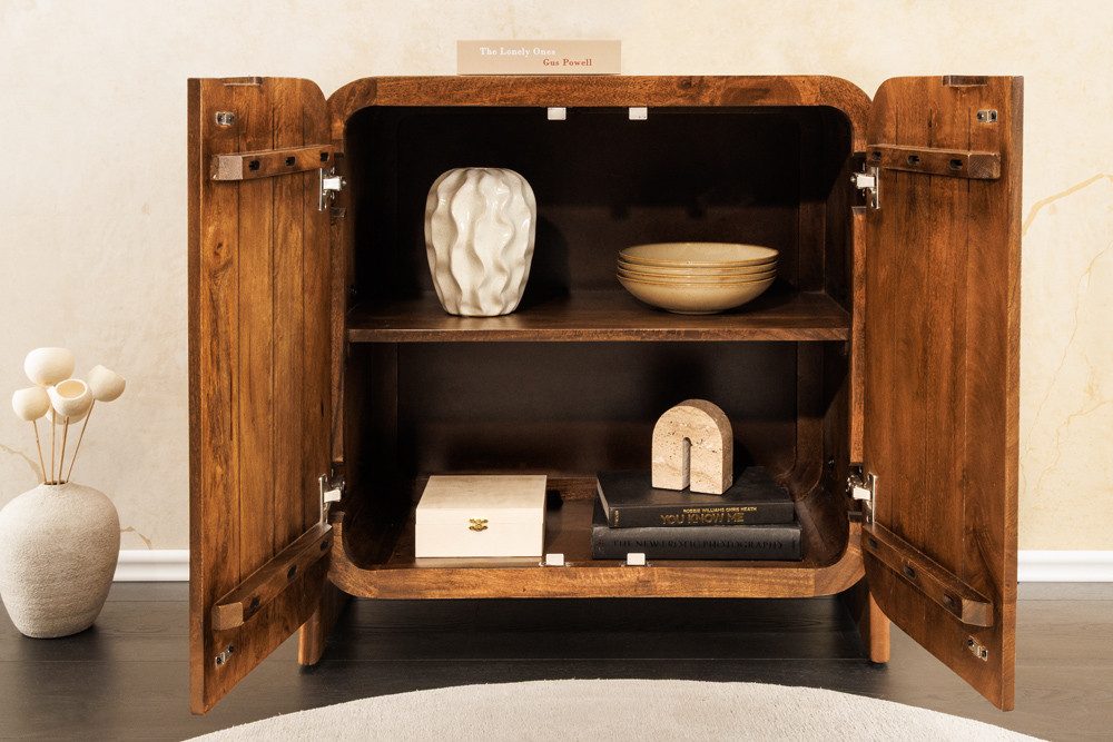 riess-ambiente Lowboard BRASIL 75cm braun – Mango Massivholz, zwei Fächer, fertig montiert (Einzelartikel, 1 St), quadratischer Schrank mit Stauraum & Ablage – ideal fürs Wohnzimmer