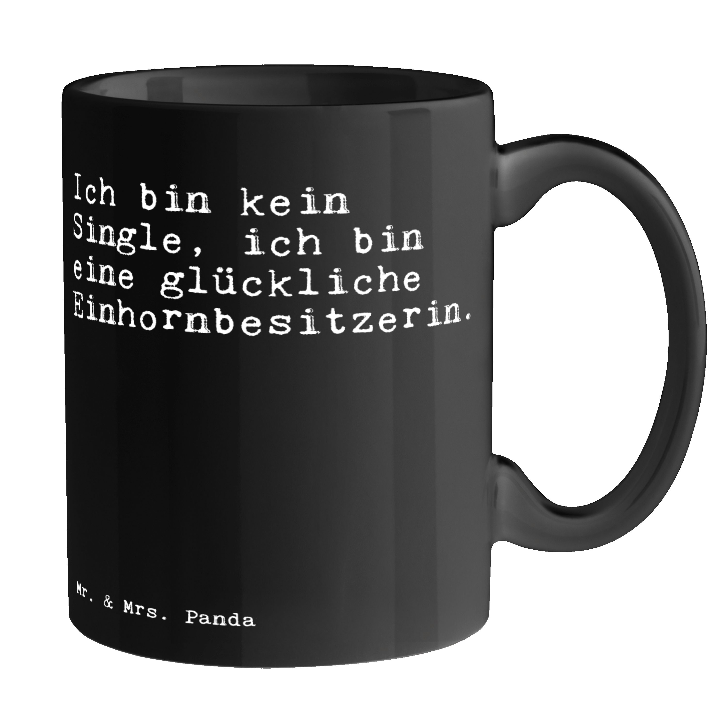 Mr. & Mrs. Panda Tasse Ich bin kein Single,... - Schwarz - Geschenk, Weisheiten, Spruch, Bec, Keramik Schwarz