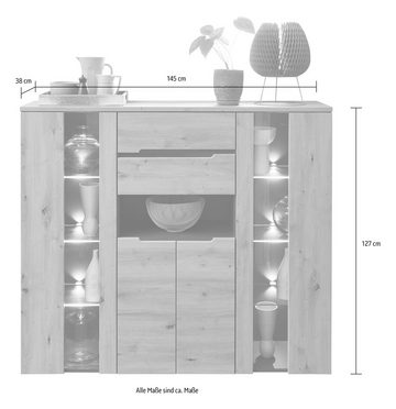 Innostyle Stauraumschrank Bicolour Eiche Artisan Absetzung graphit