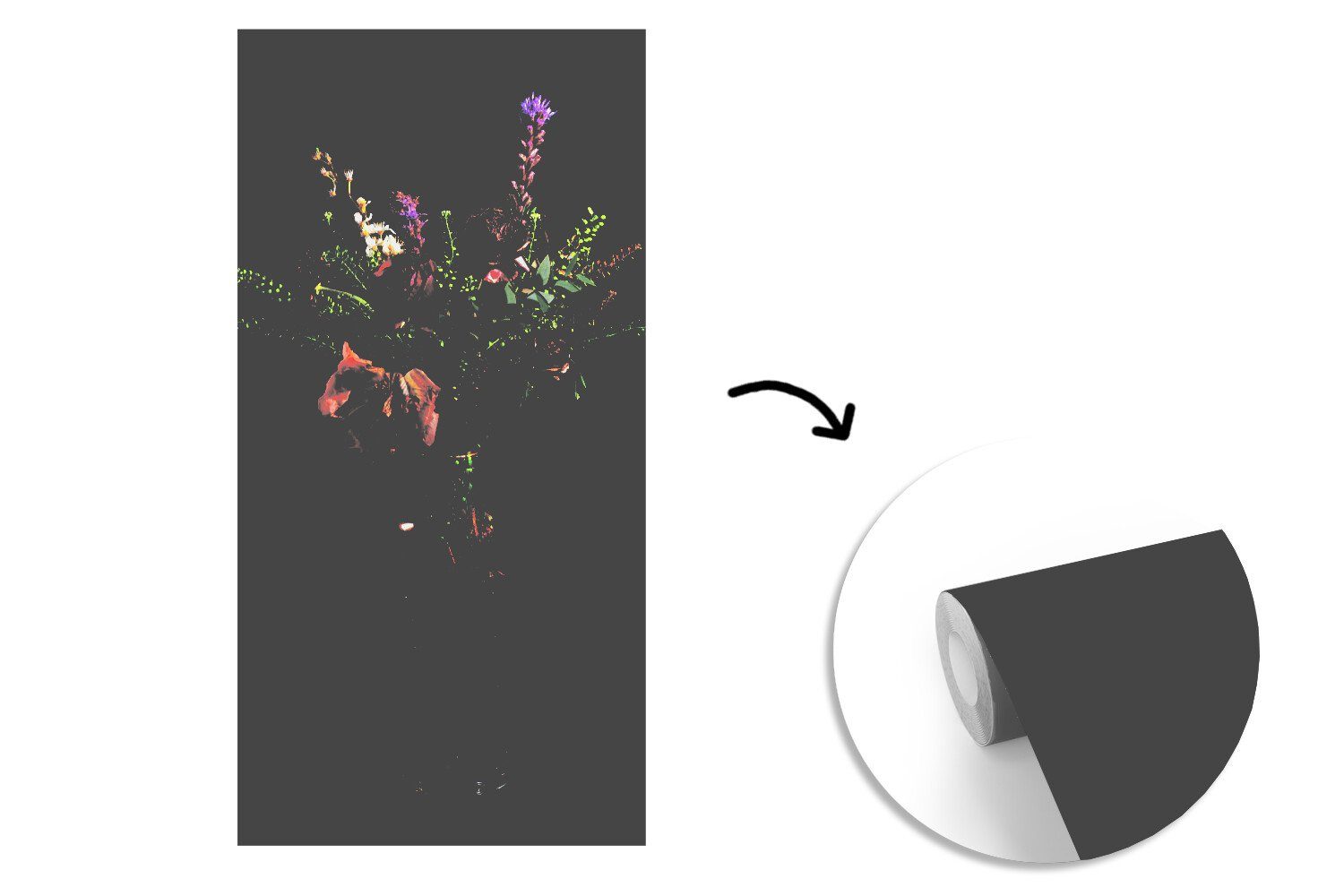 MuchoWow Fototapete Blumen Wohnzimmer bedruckt, Stilleben, Schlafzimmer Küche, St), - (2 Fototapete Matt, - Vliestapete für Farben